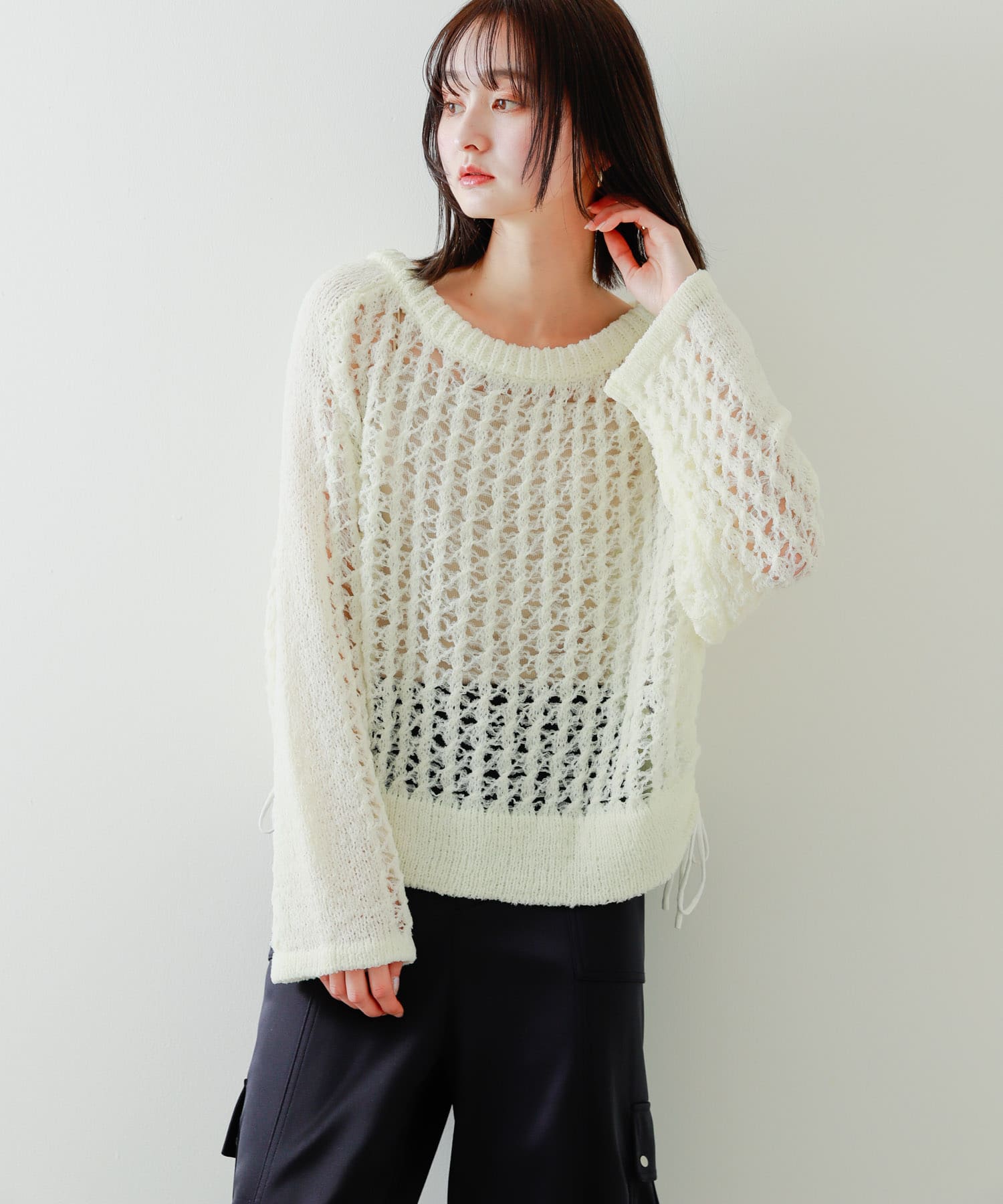 チュールヤーンメッシュセーター(one IVORY): トップス｜URBAN