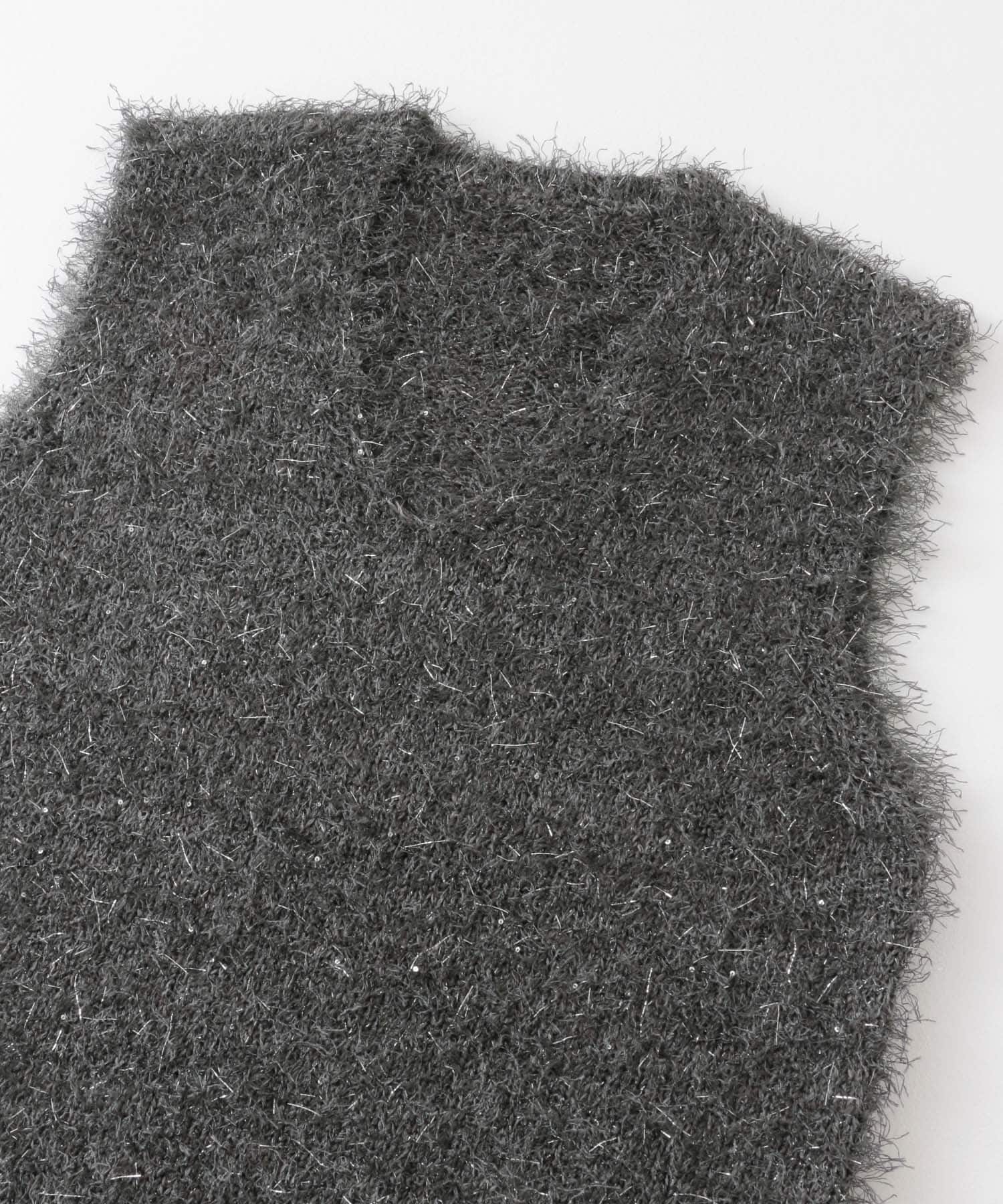 ためさん 洗濯可』スパンコールラメフェザーニット(one CHARCOAL): トップス