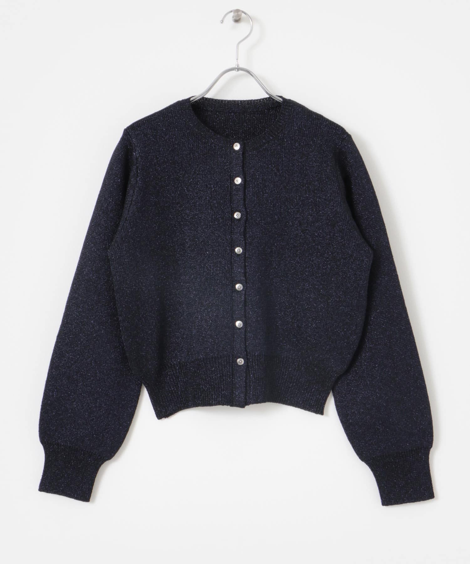 『洗濯可』グリッターカーディガン NAVY one