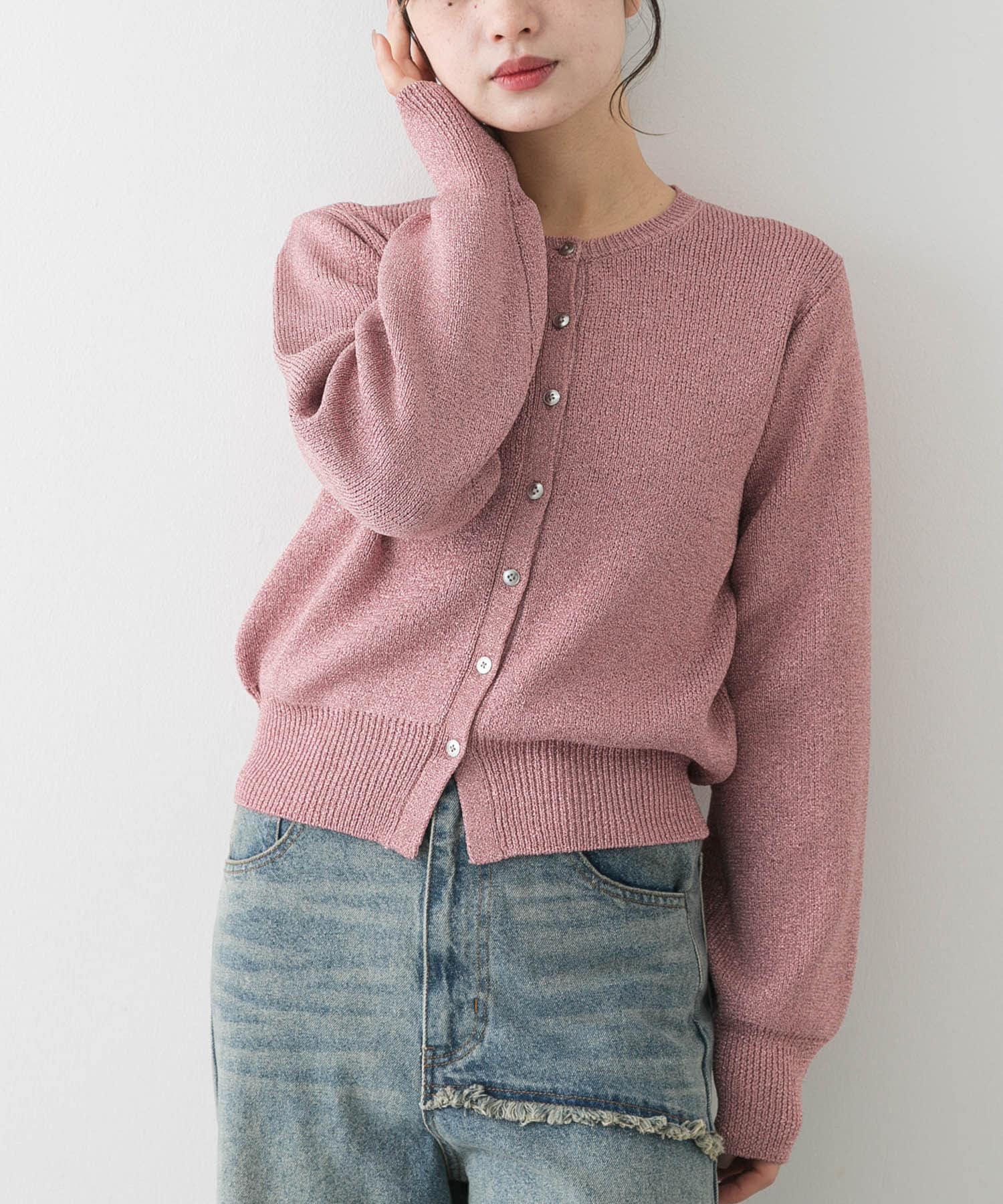 『洗濯可』グリッターカーディガン