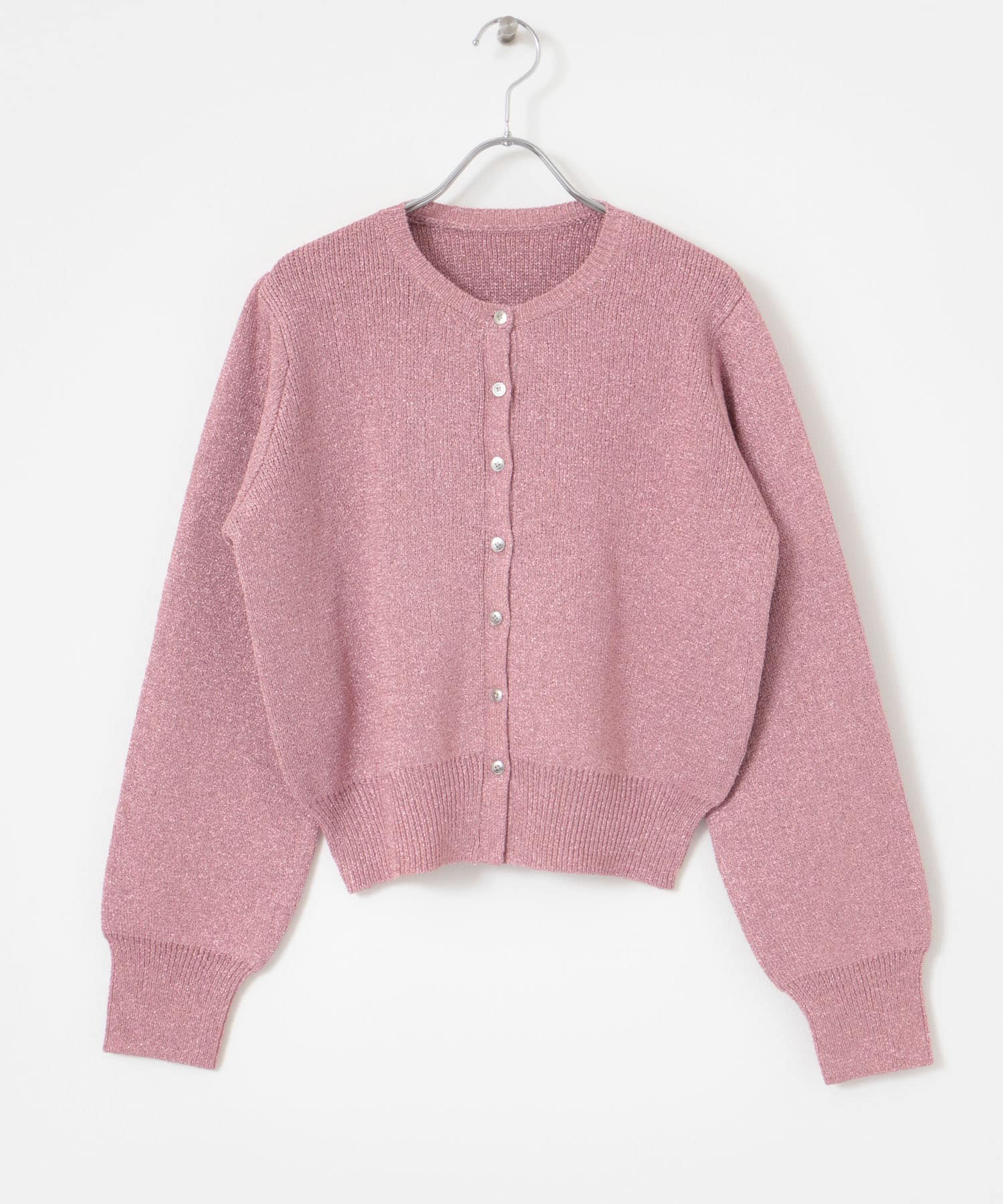 『洗濯可』グリッターカーディガン PINK one