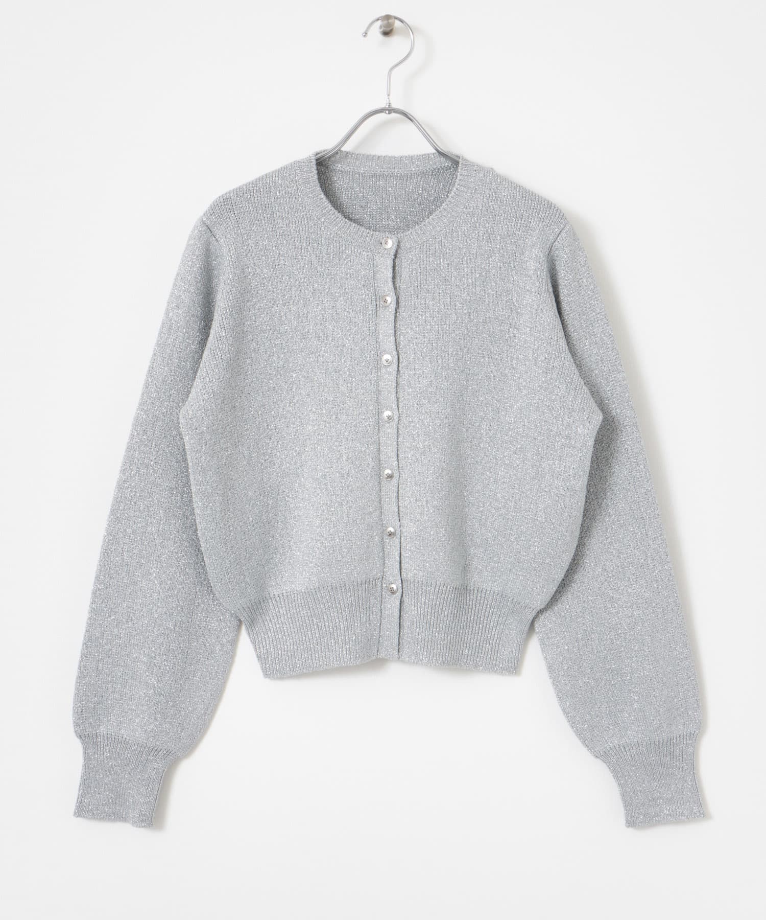 『洗濯可』グリッターカーディガン L.GRAY one