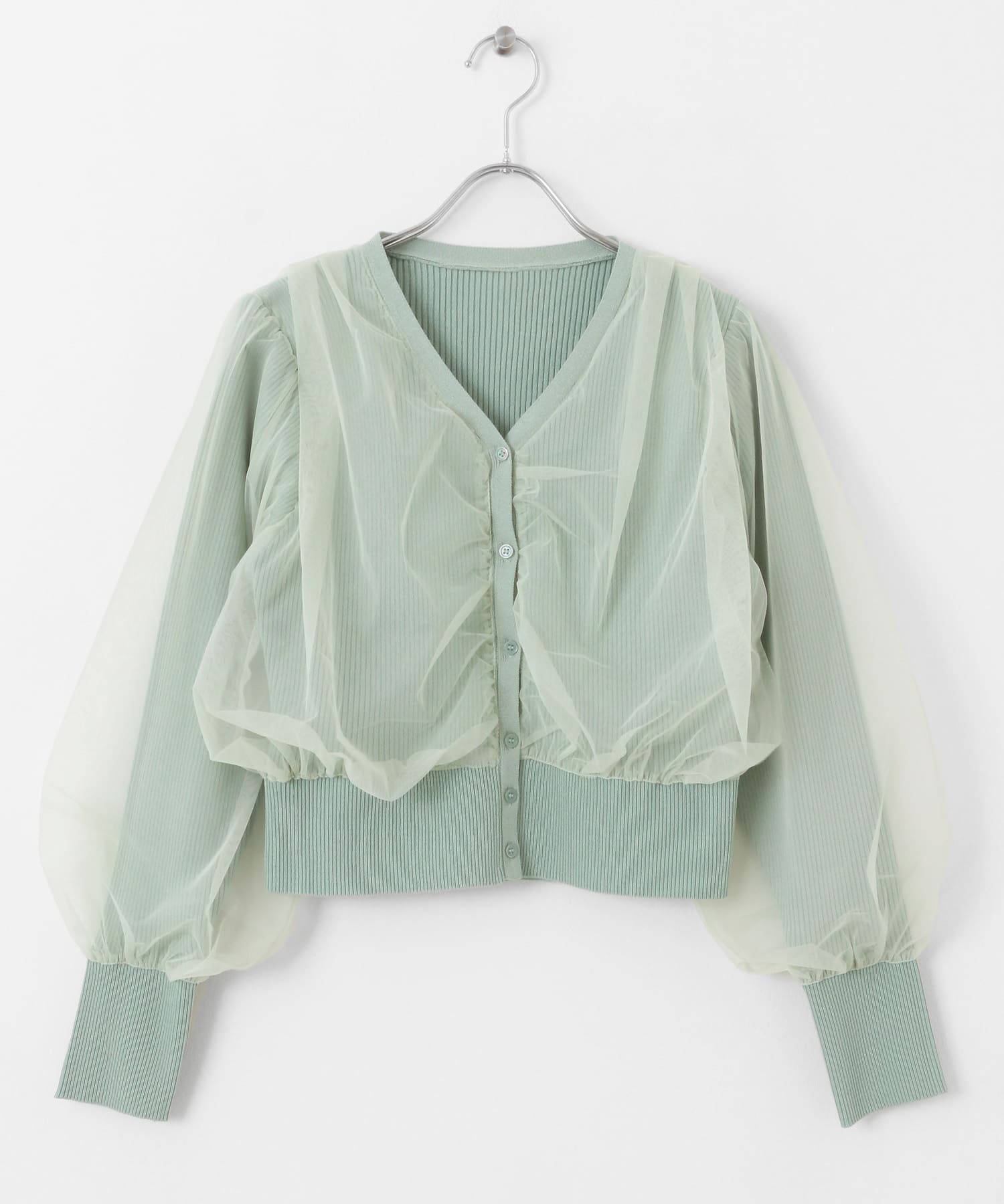 チュールドッキングニットカーディガン MINT one