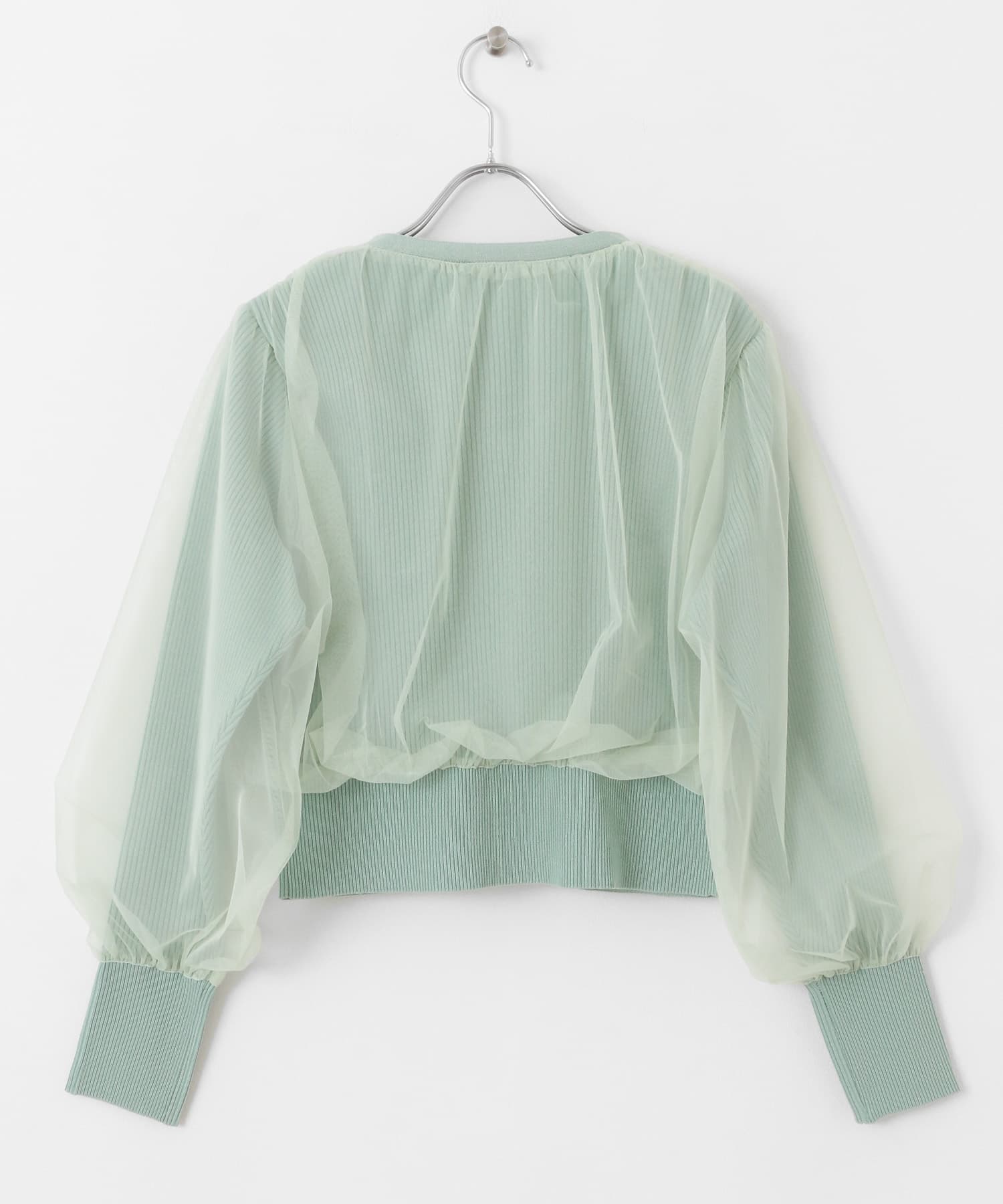 チュールドッキングニットカーディガン MINT one