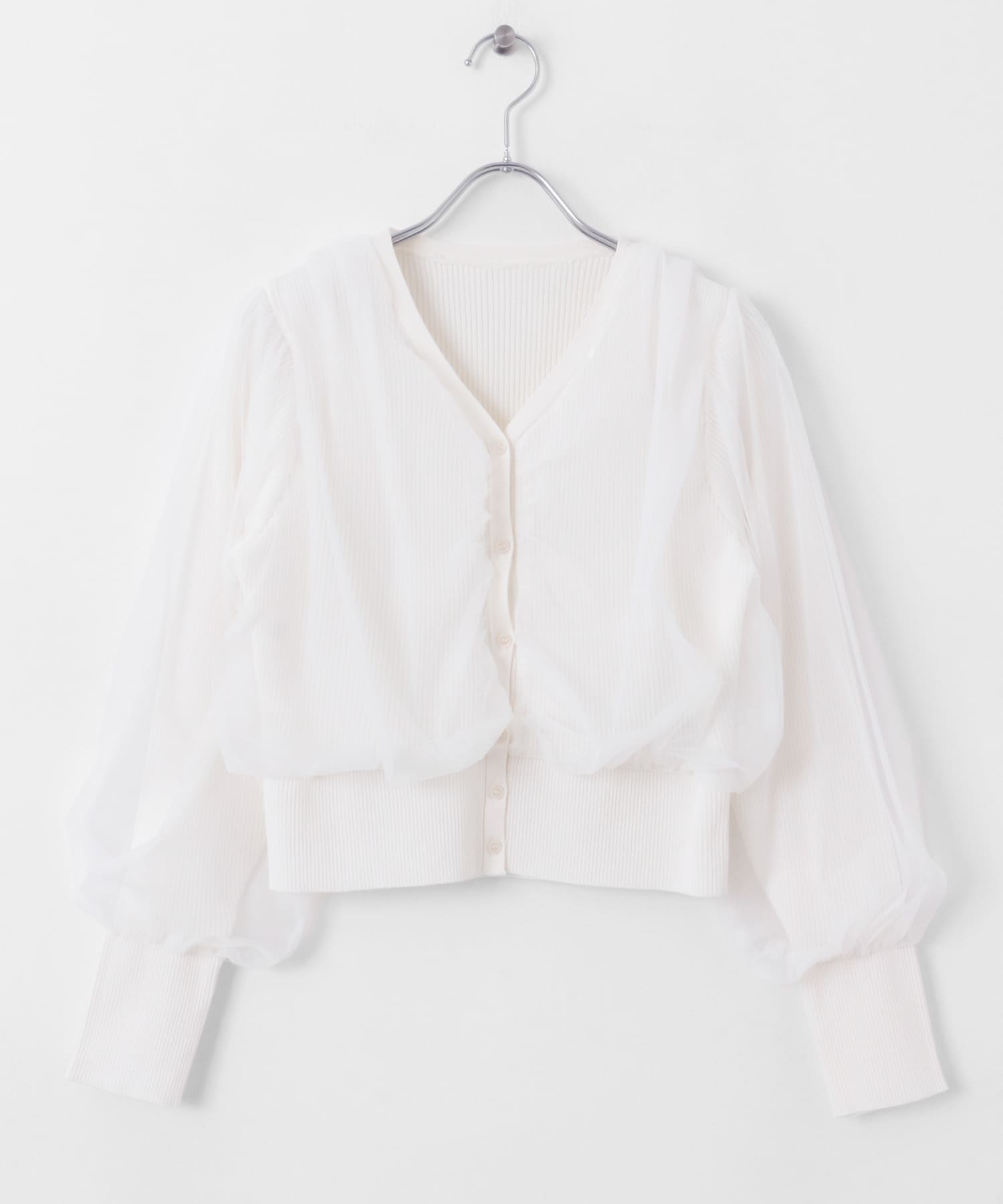 チュールドッキングニットカーディガン OFF WHITE one