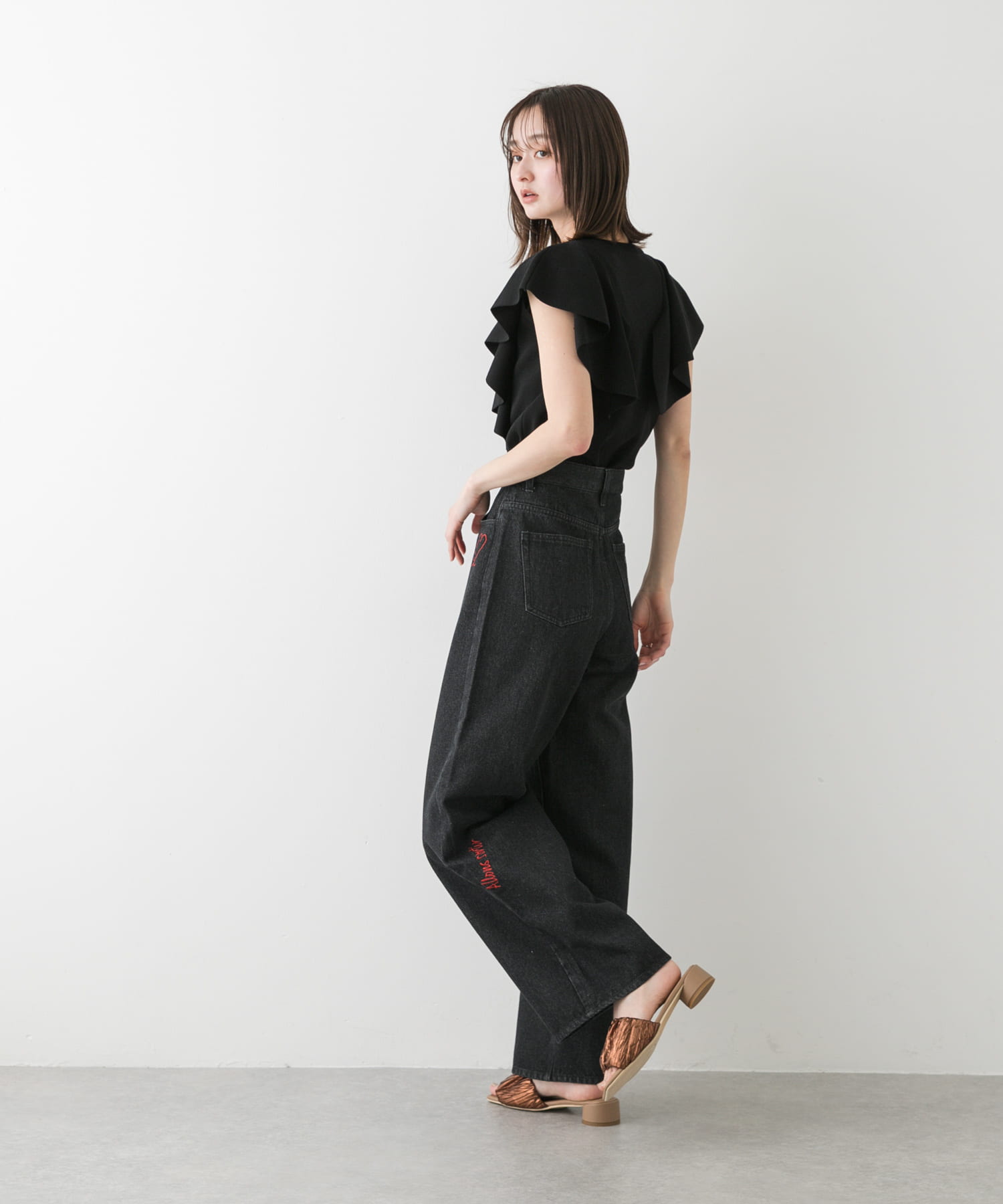 シシュウワイドデニム BLACK S