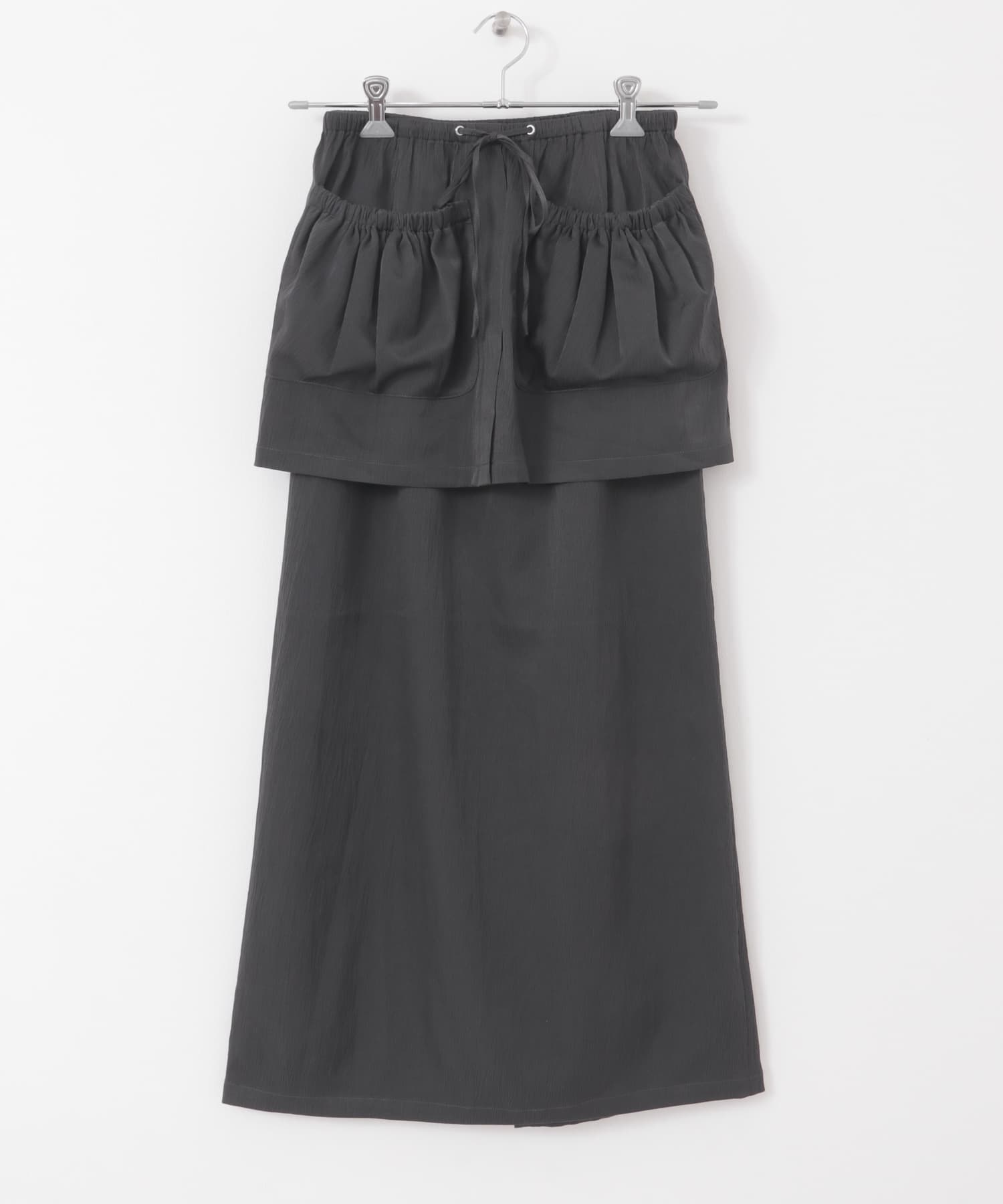 ギャザーポケットレイヤードスカート CHARCOAL one