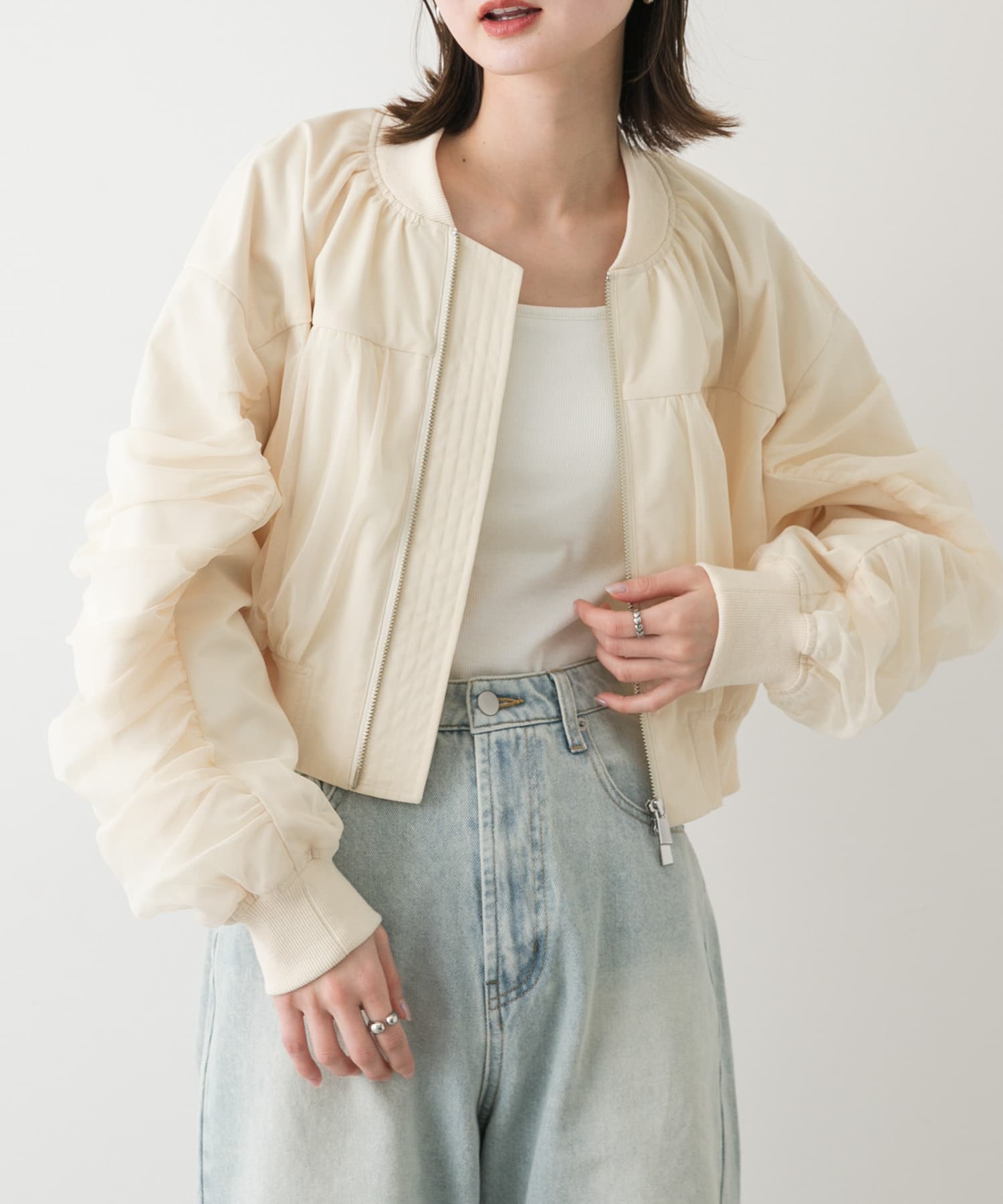 チュールレイヤードブルゾン