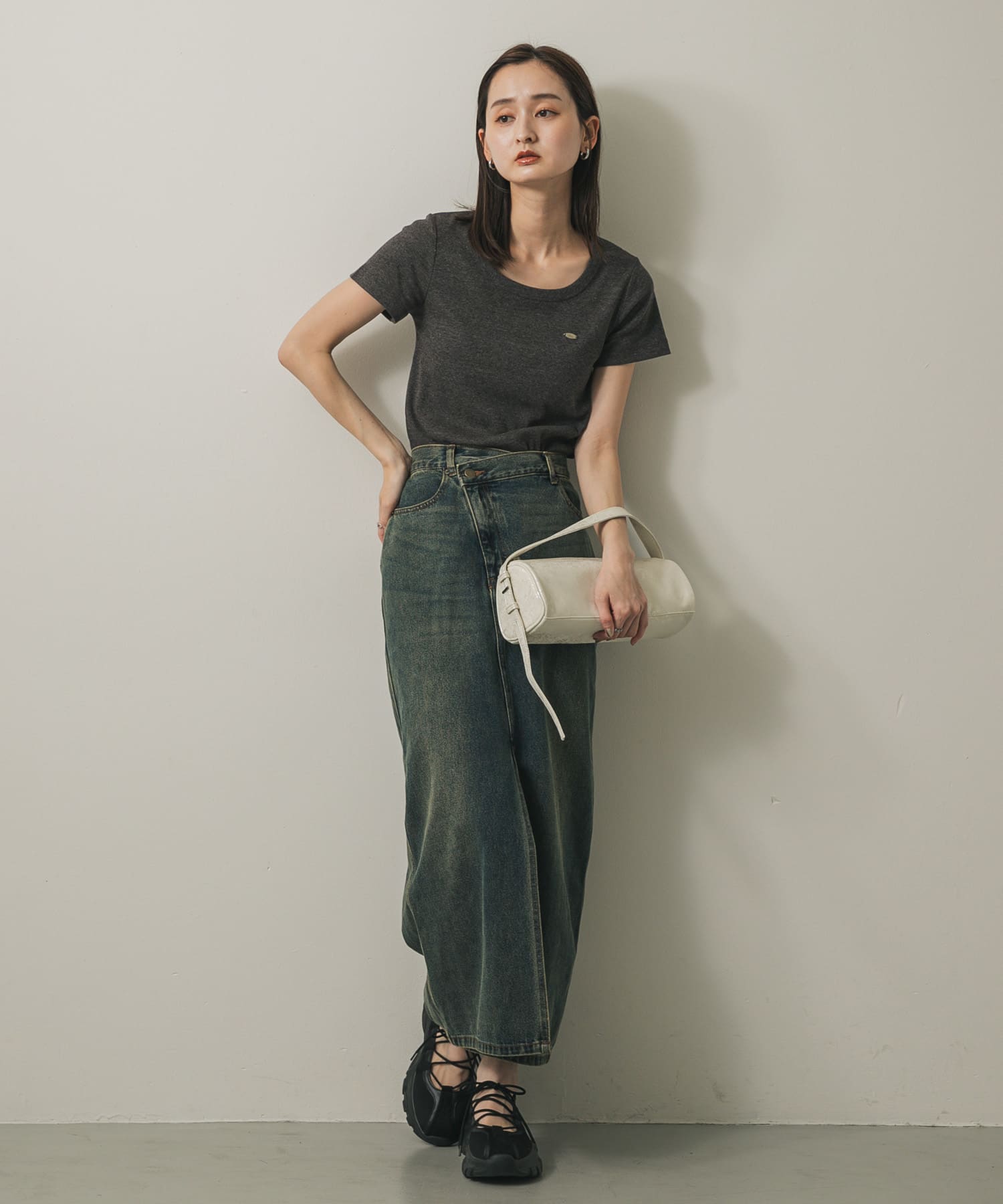 ハクプリントドラムバッグ IVORY one