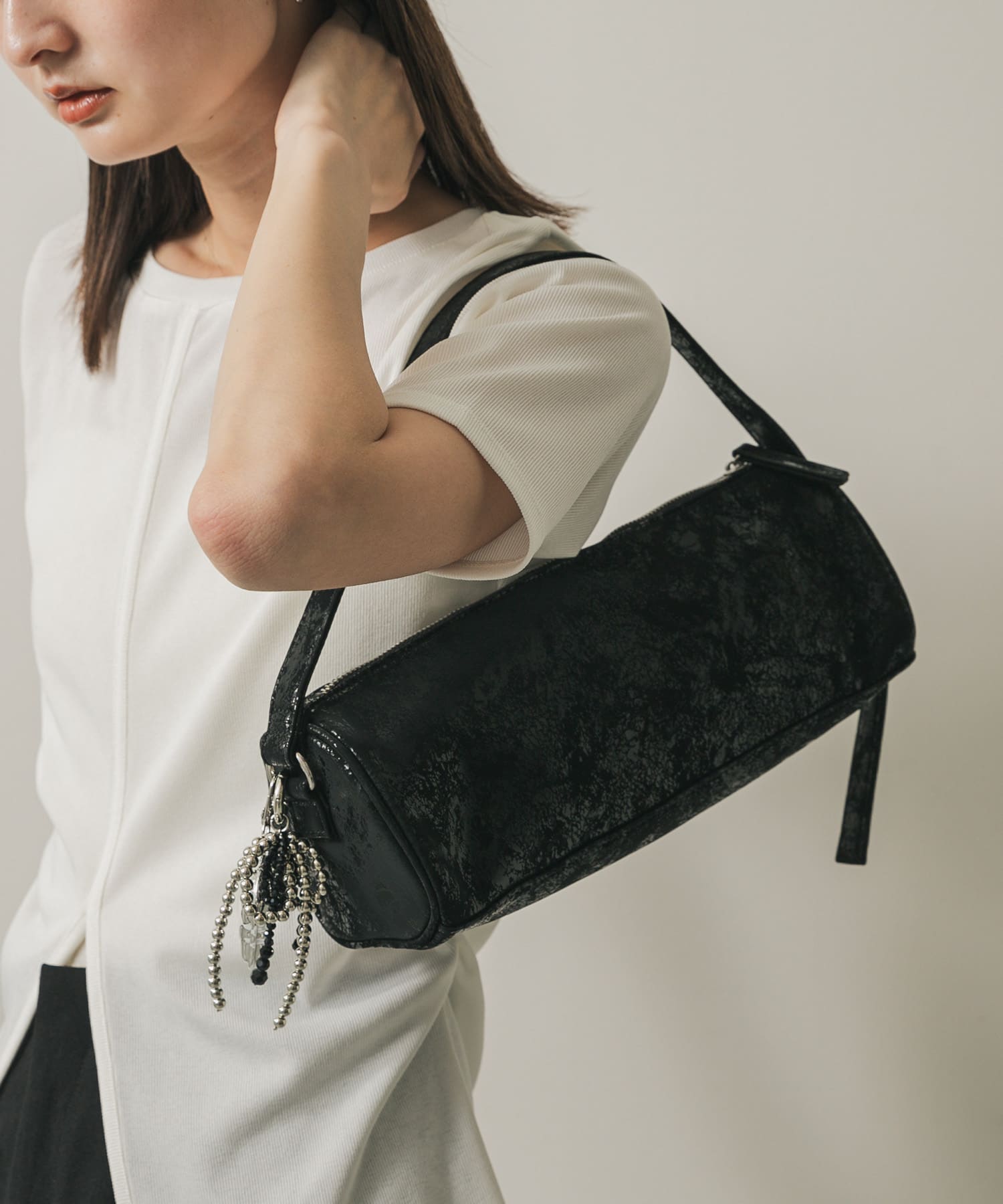 ハクプリントドラムバッグ BLACK one