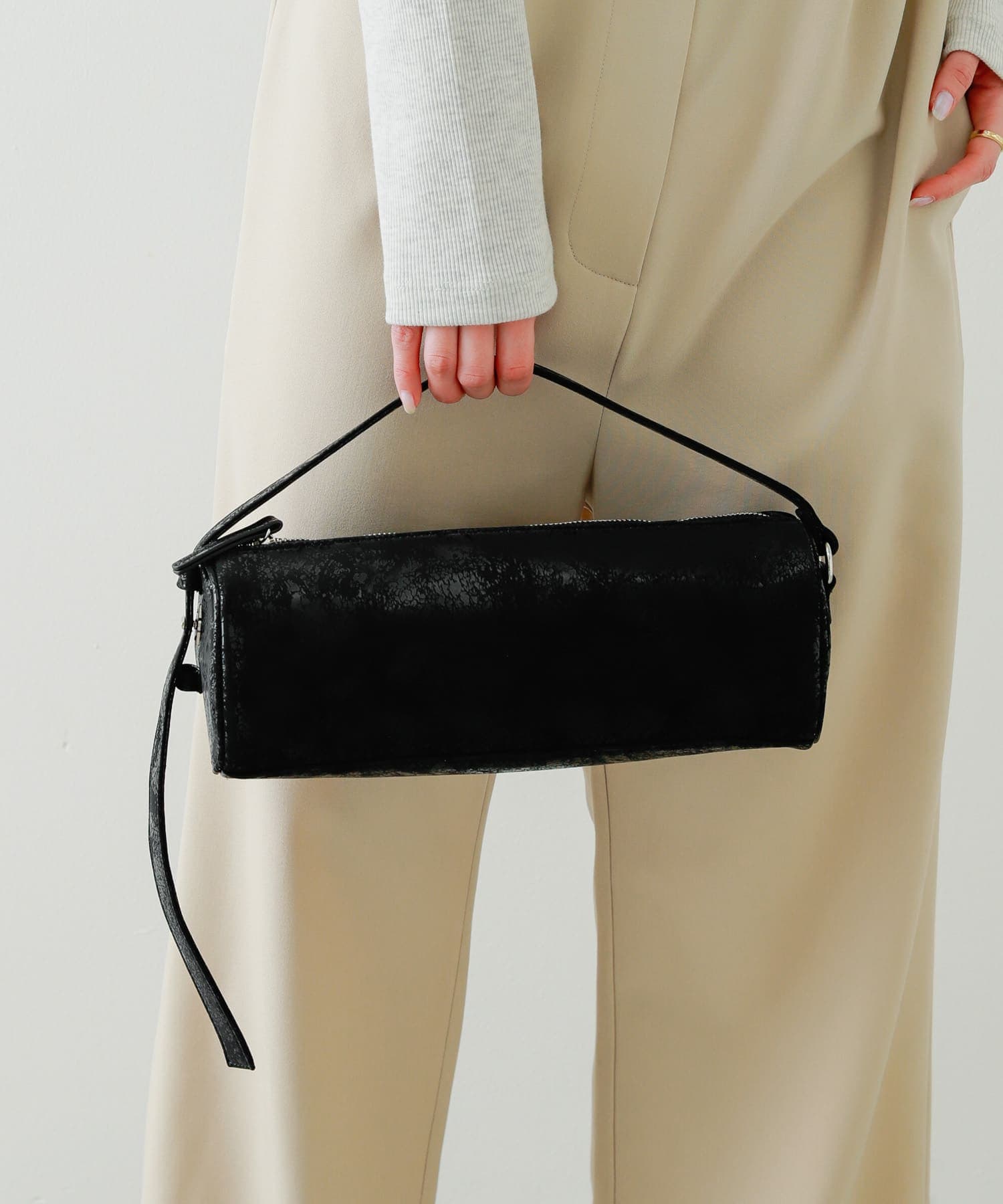 ハクプリントドラムバッグ BLACK one