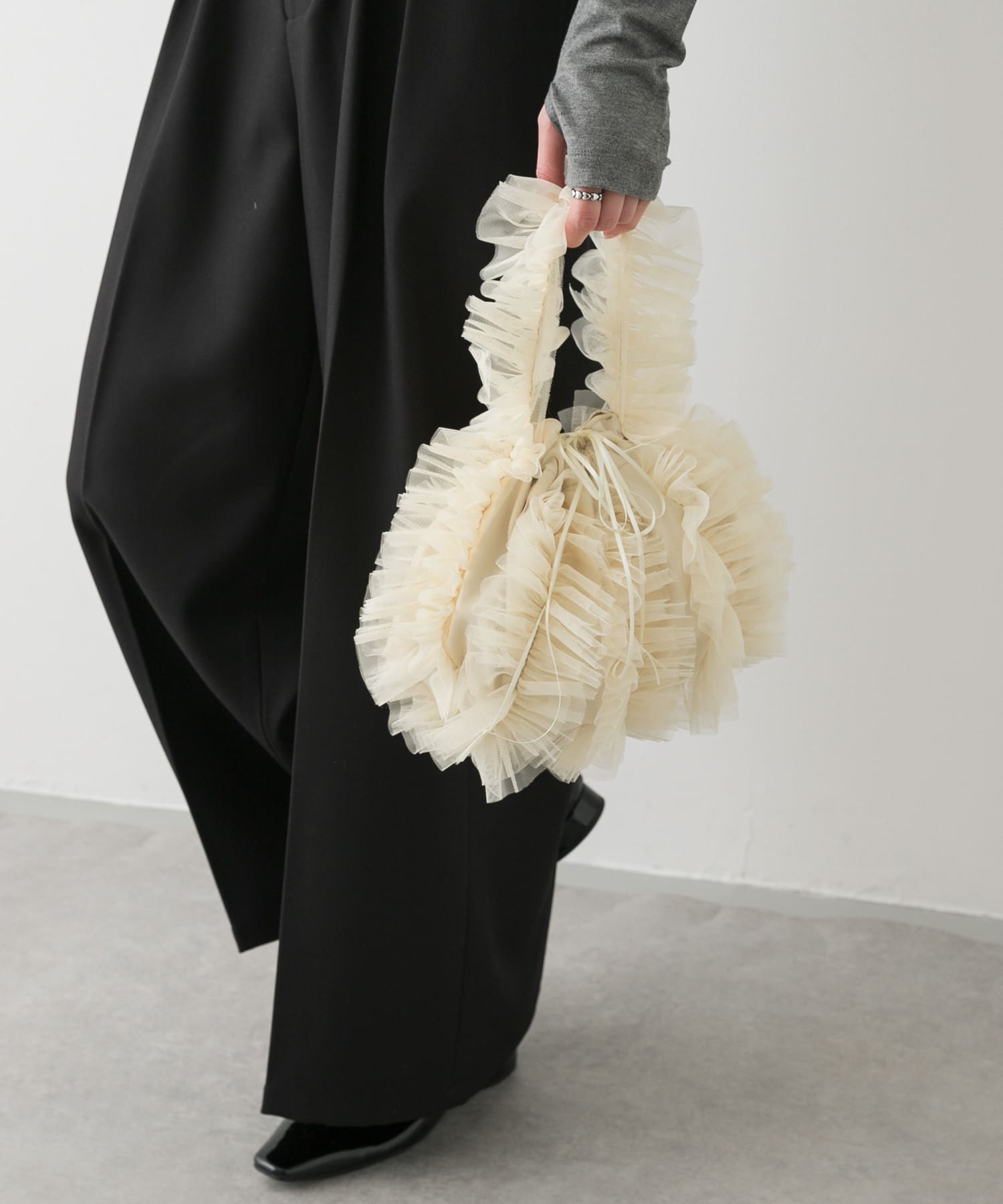 チュールハンドバッグ IVORY one