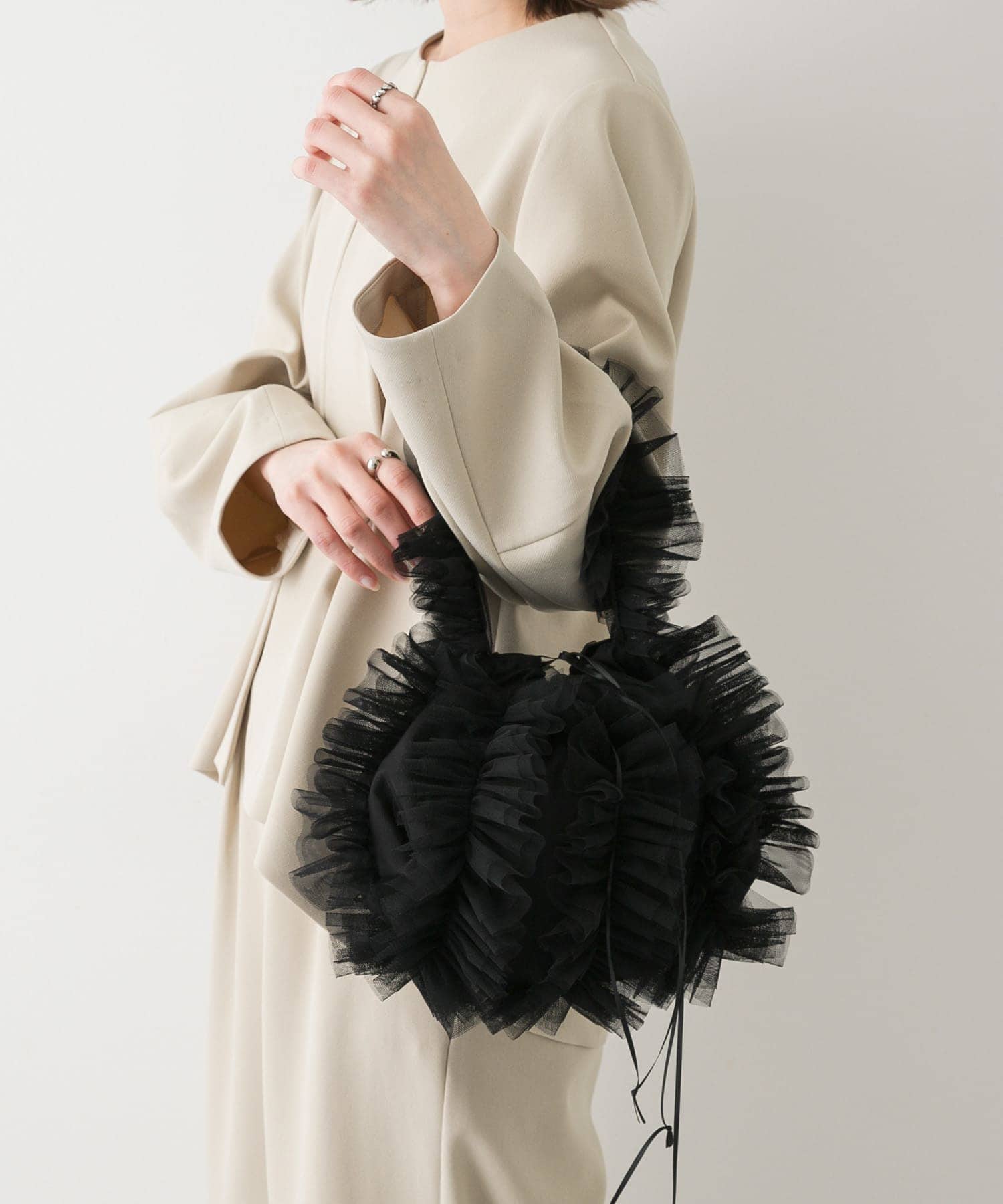 チュールハンドバッグ BLACK one