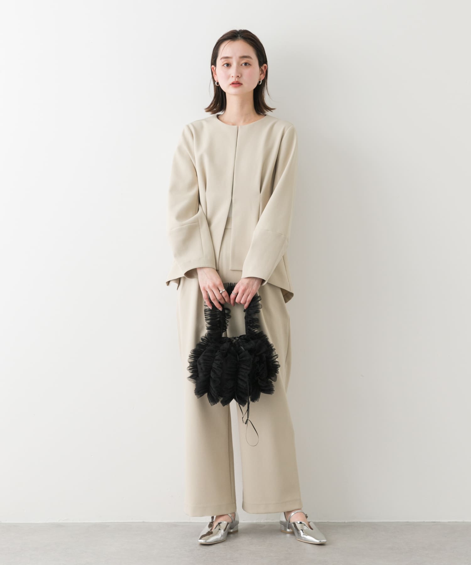 チュールハンドバッグ BLACK one