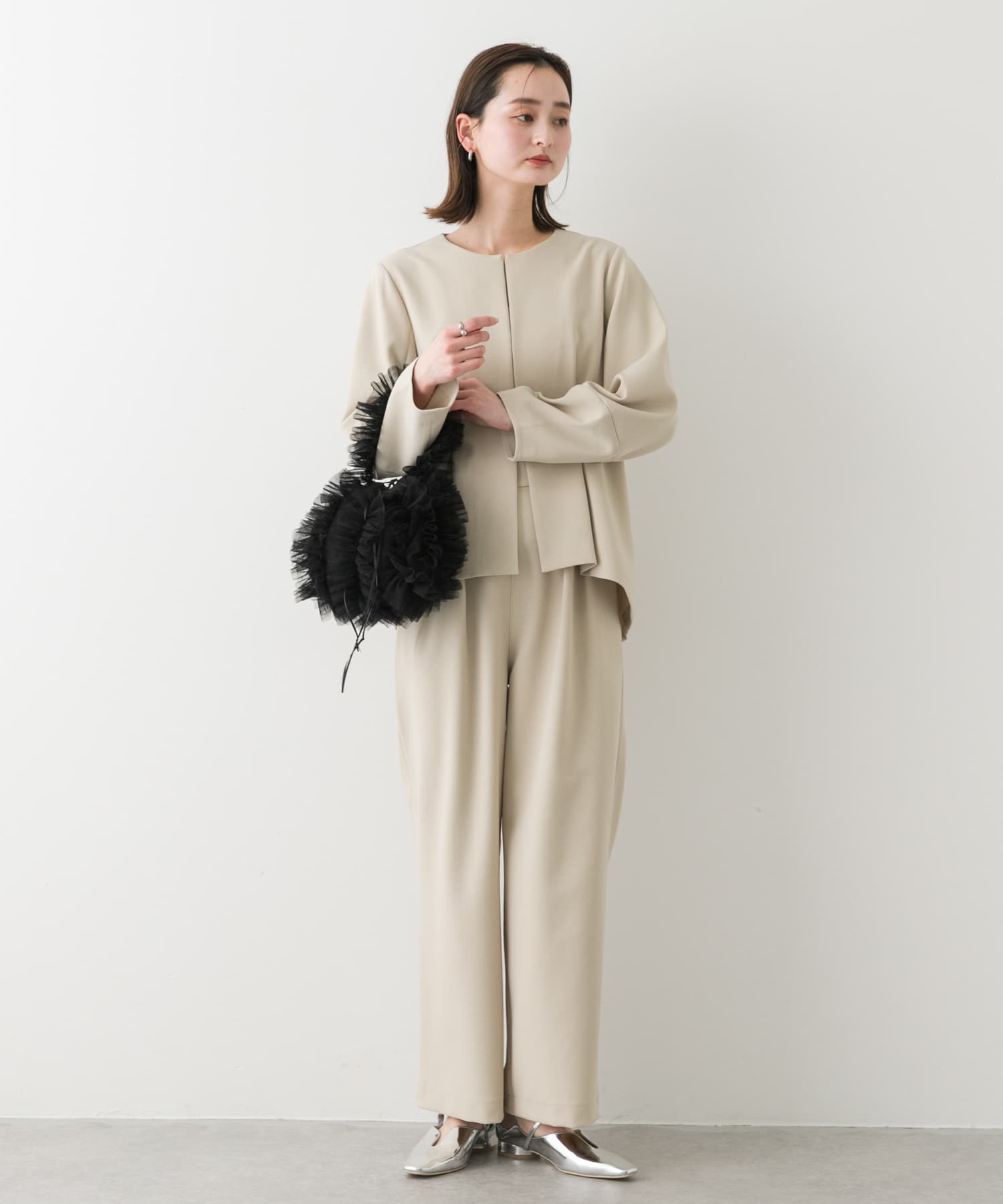 チュールハンドバッグ BLACK one