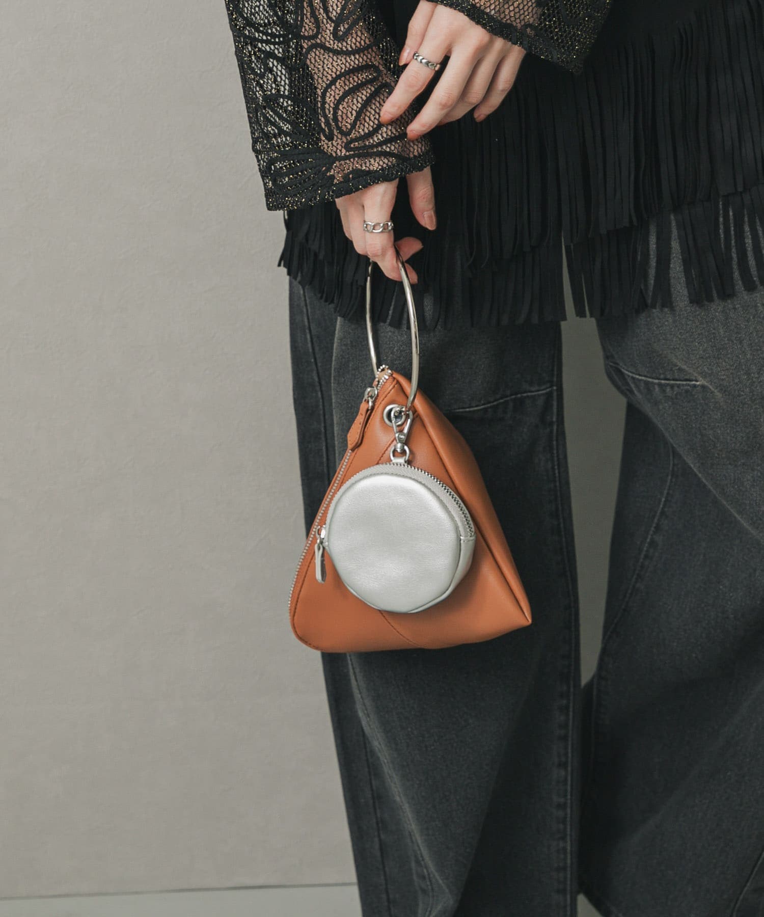 フープハンドルバッグ CAMEL one