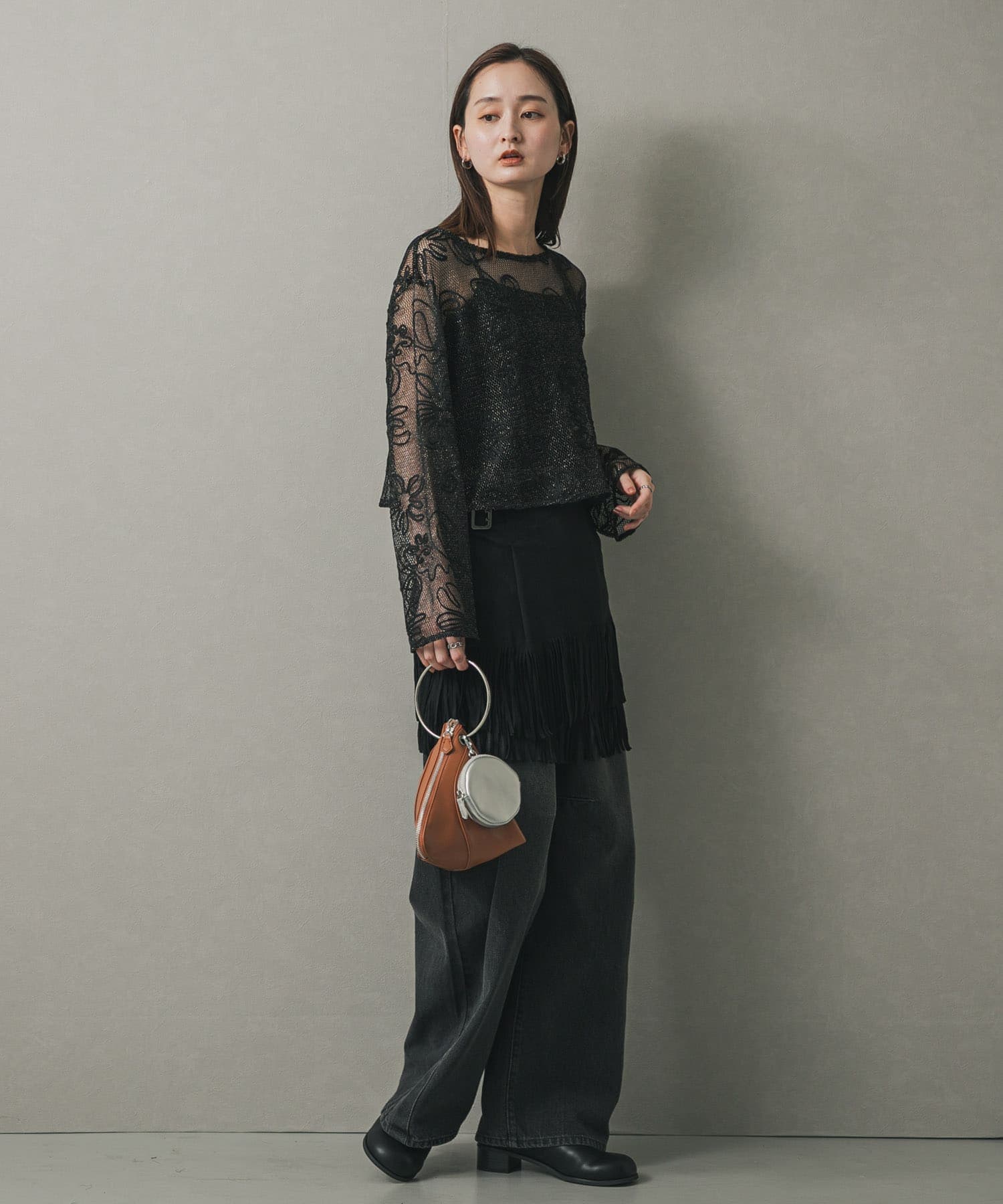 フープハンドルバッグ CAMEL one