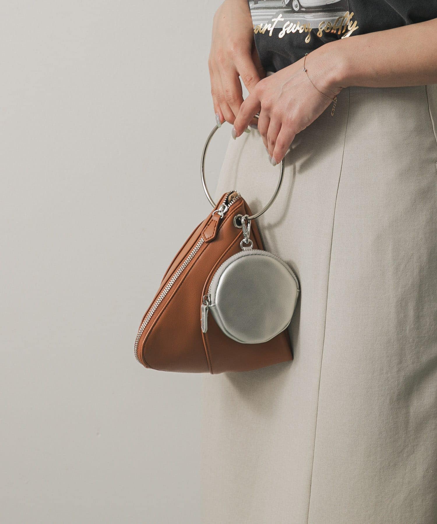 フープハンドルバッグ CAMEL one