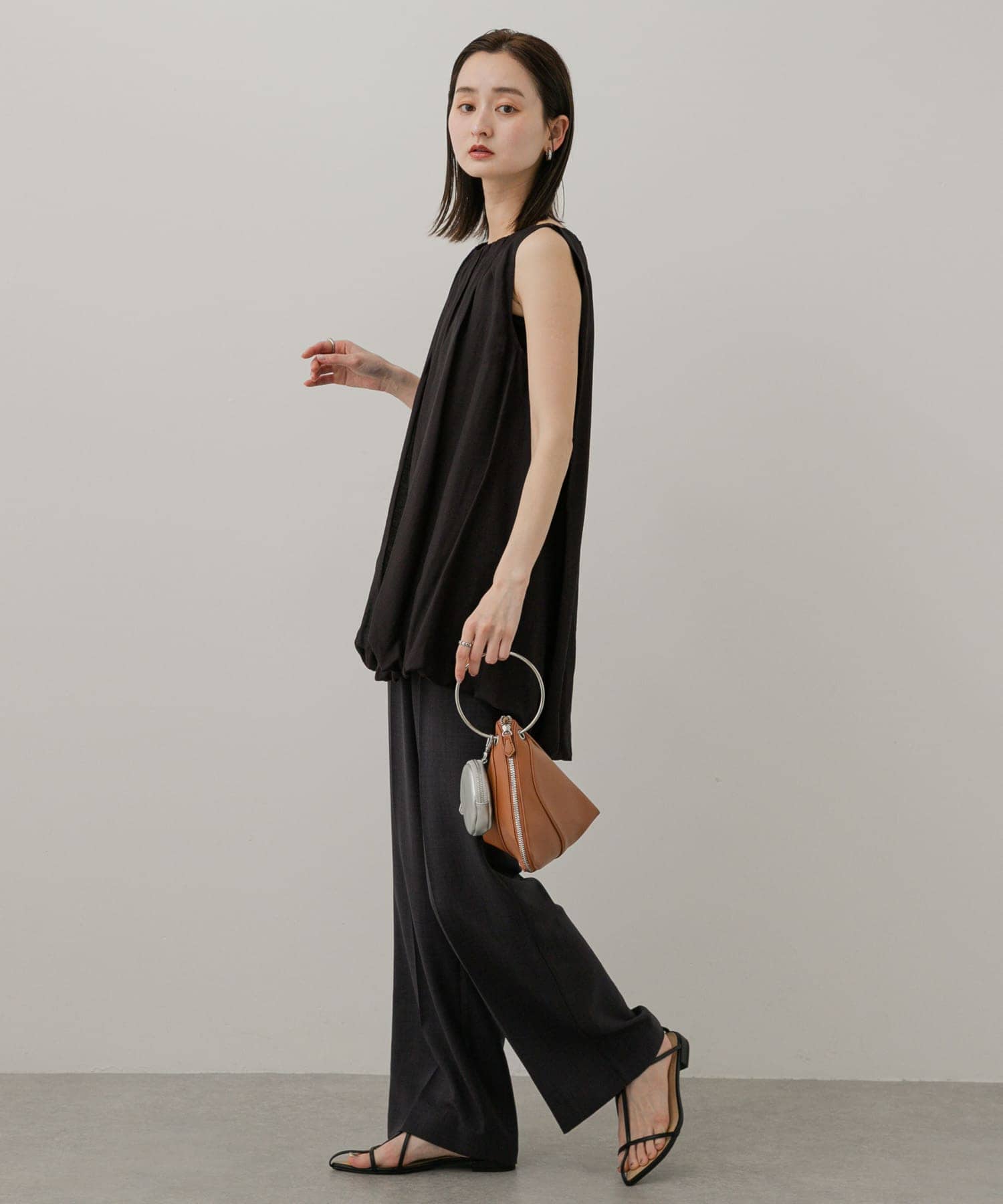 フープハンドルバッグ CAMEL one