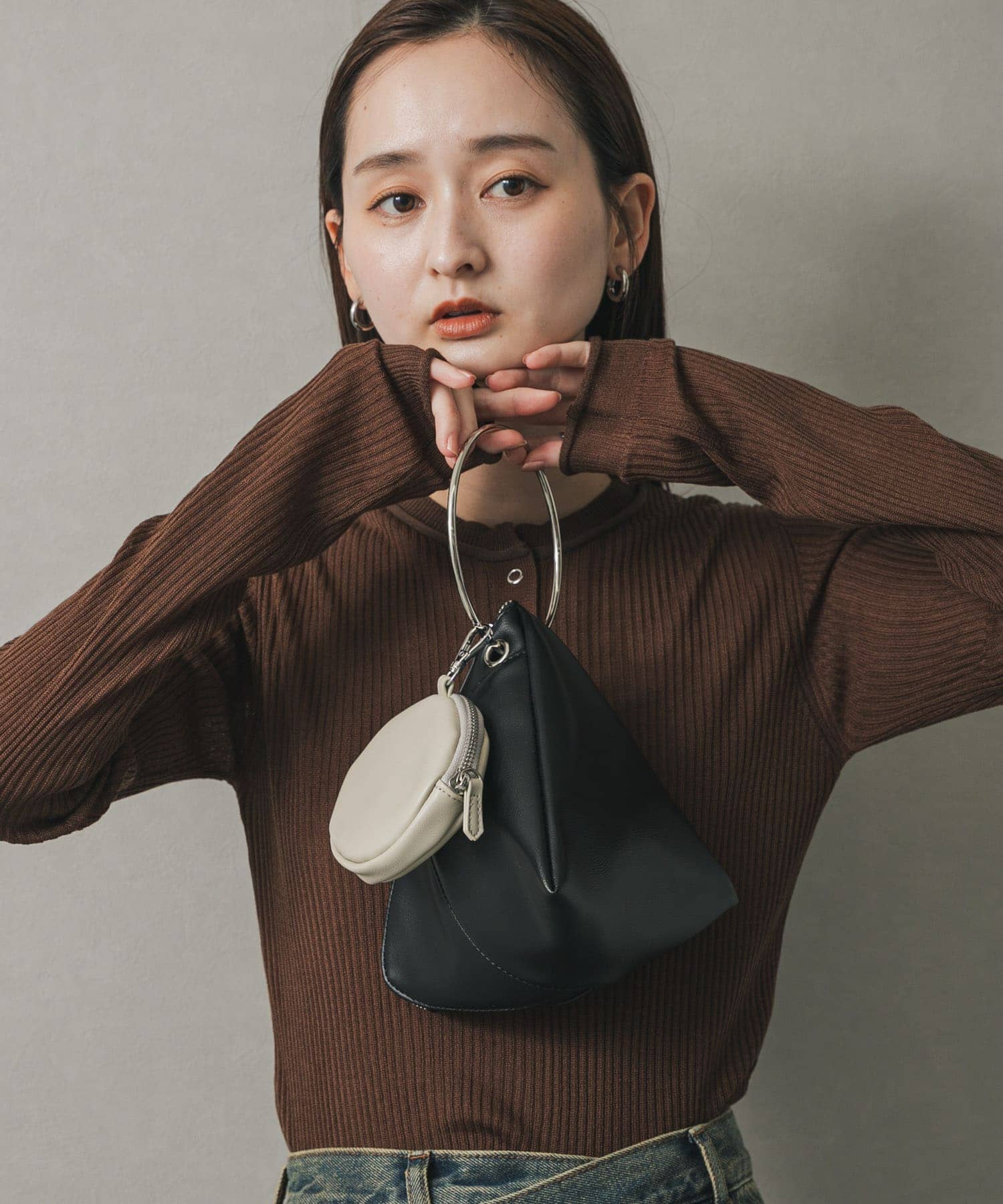 フープハンドルバッグ BLACK one