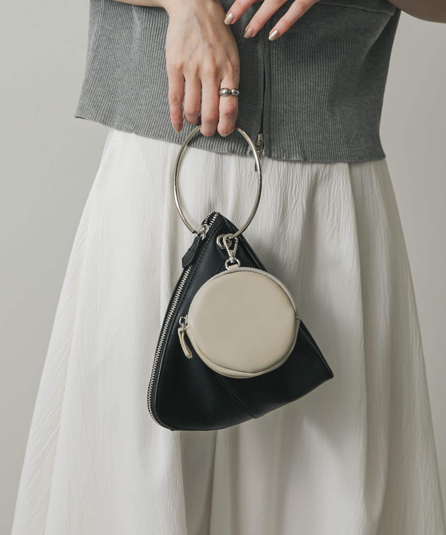 フープハンドルバッグ BLACK one