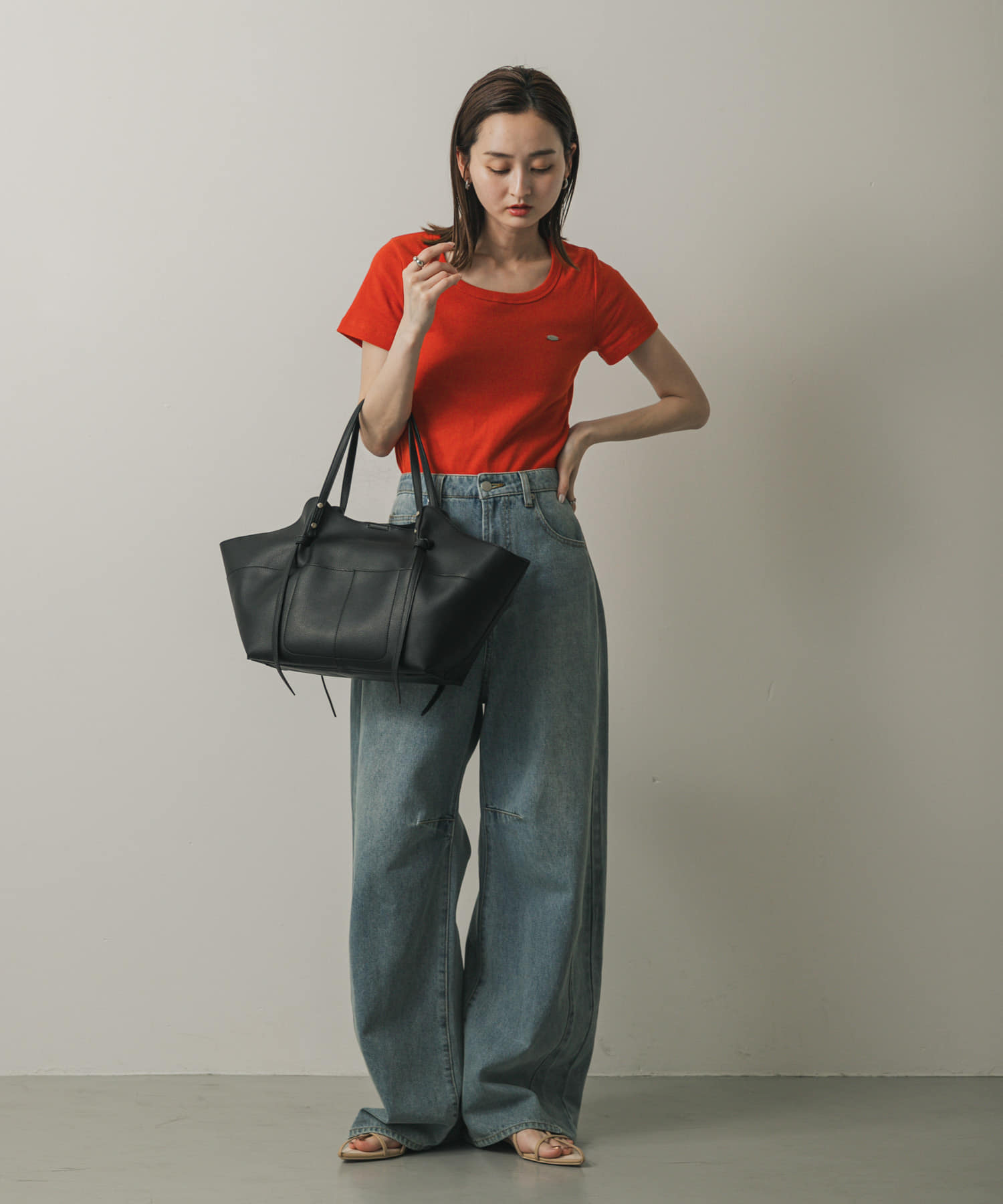 アウトポケットトートバッグ BLACK one