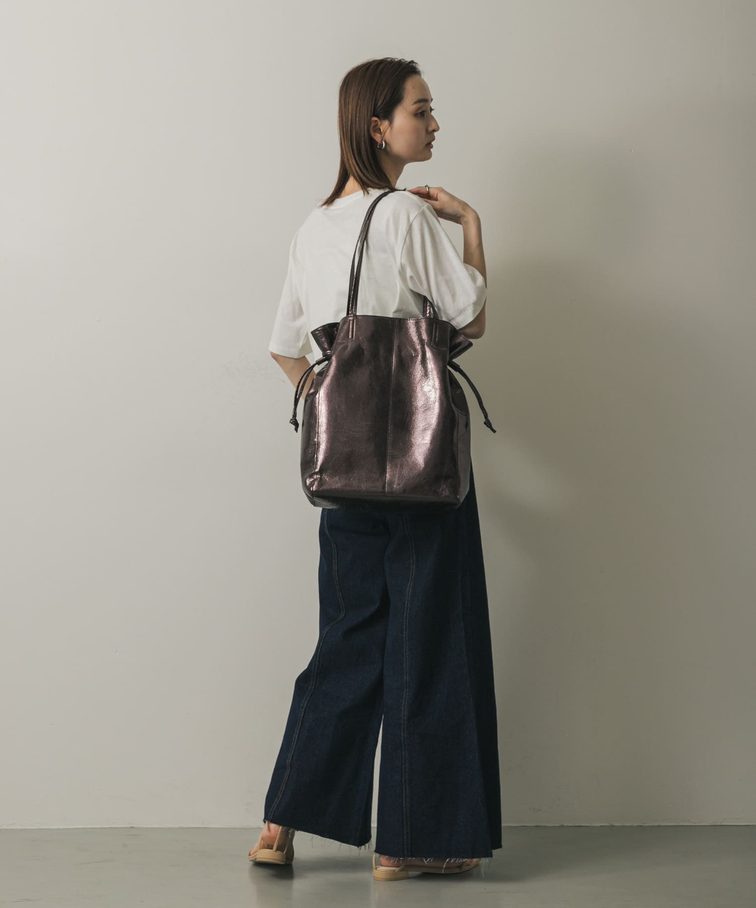 メタリックトートバッグ CHARCOAL one