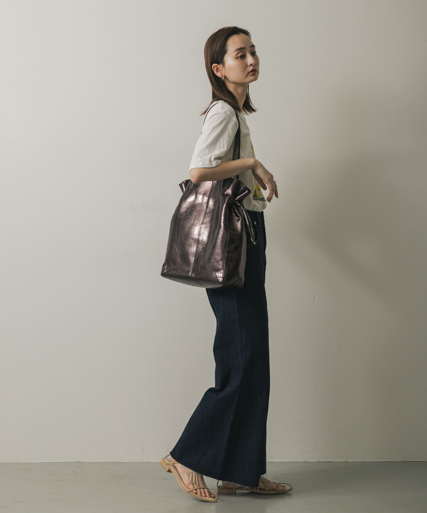 メタリックトートバッグ CHARCOAL one
