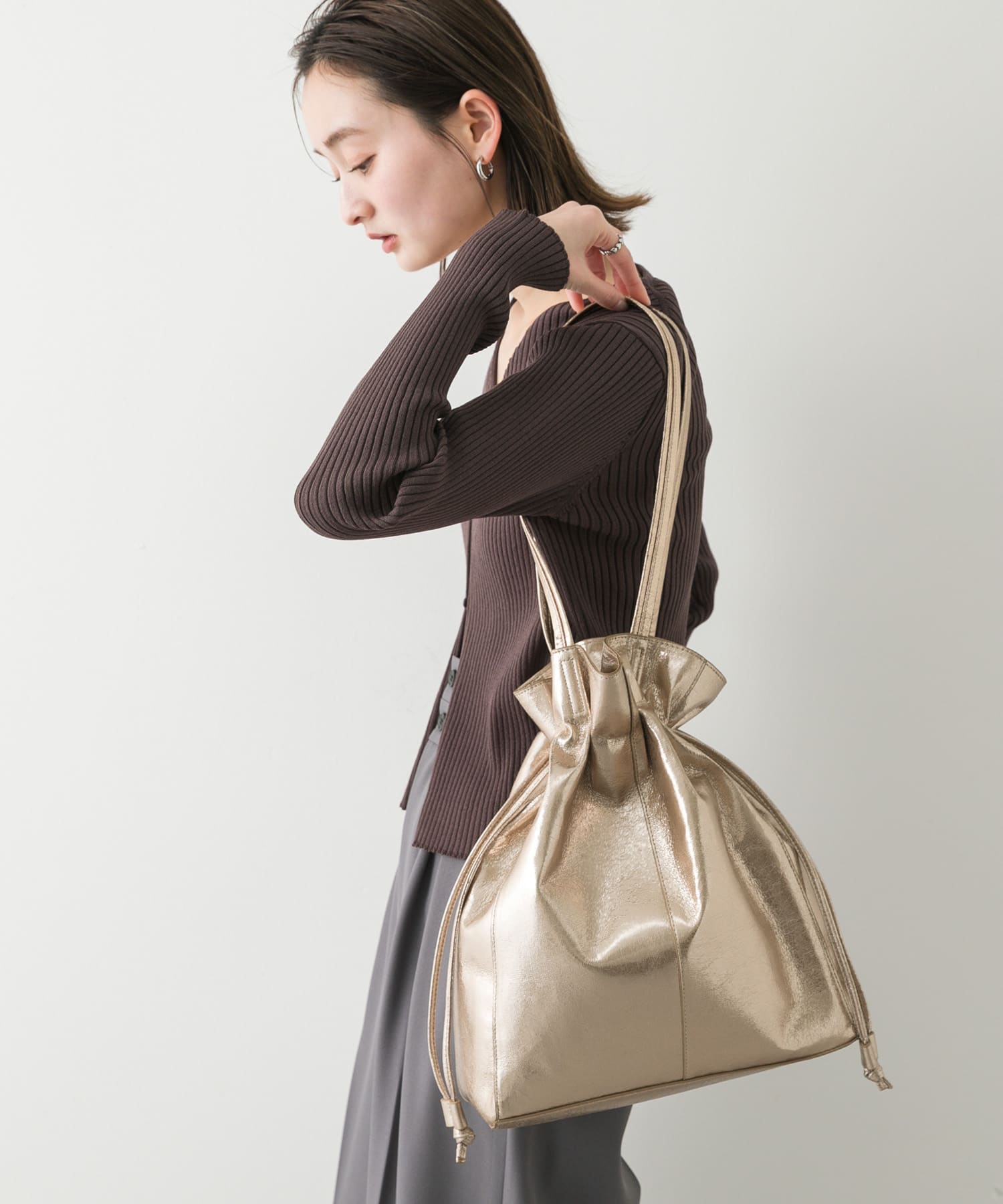 メタリックトートバッグ GOLD one