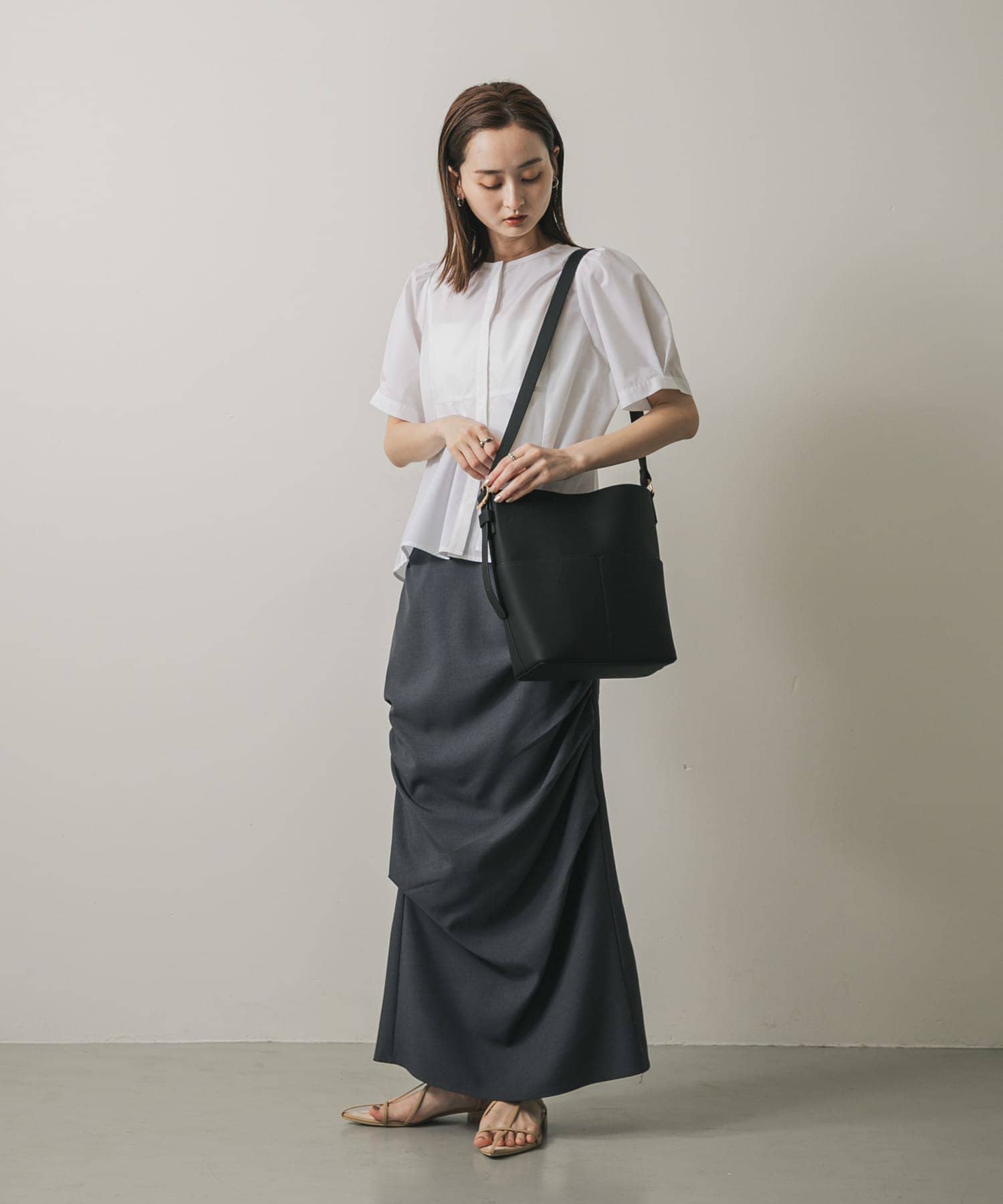 『防汚』アウトポケットショルダーバッグ BLACK one