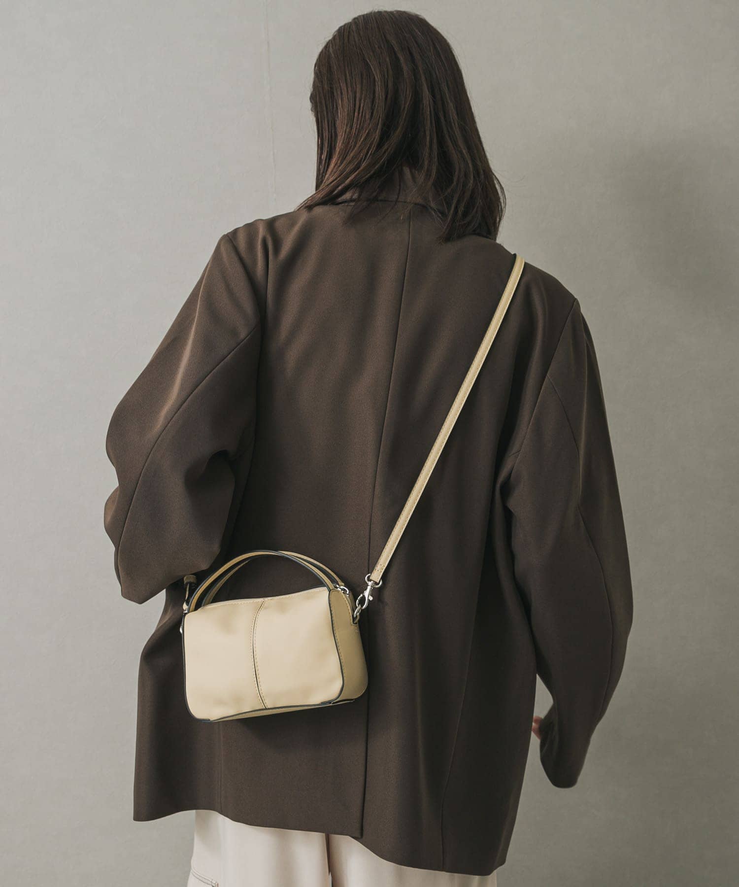 『防汚』2WAYセンターシームプチショルダーバッグ BEIGE one