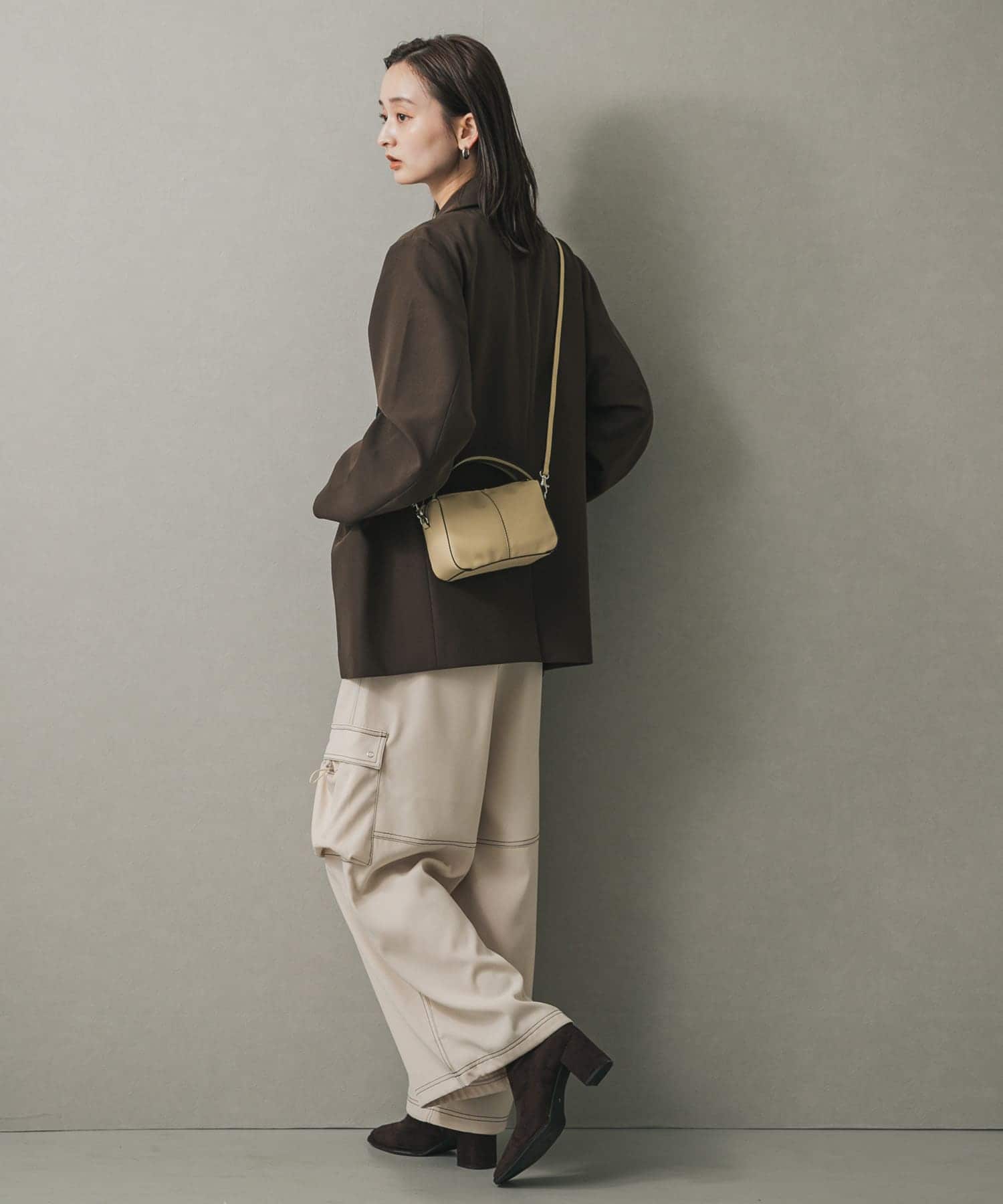 『防汚』2WAYセンターシームプチショルダーバッグ BEIGE one