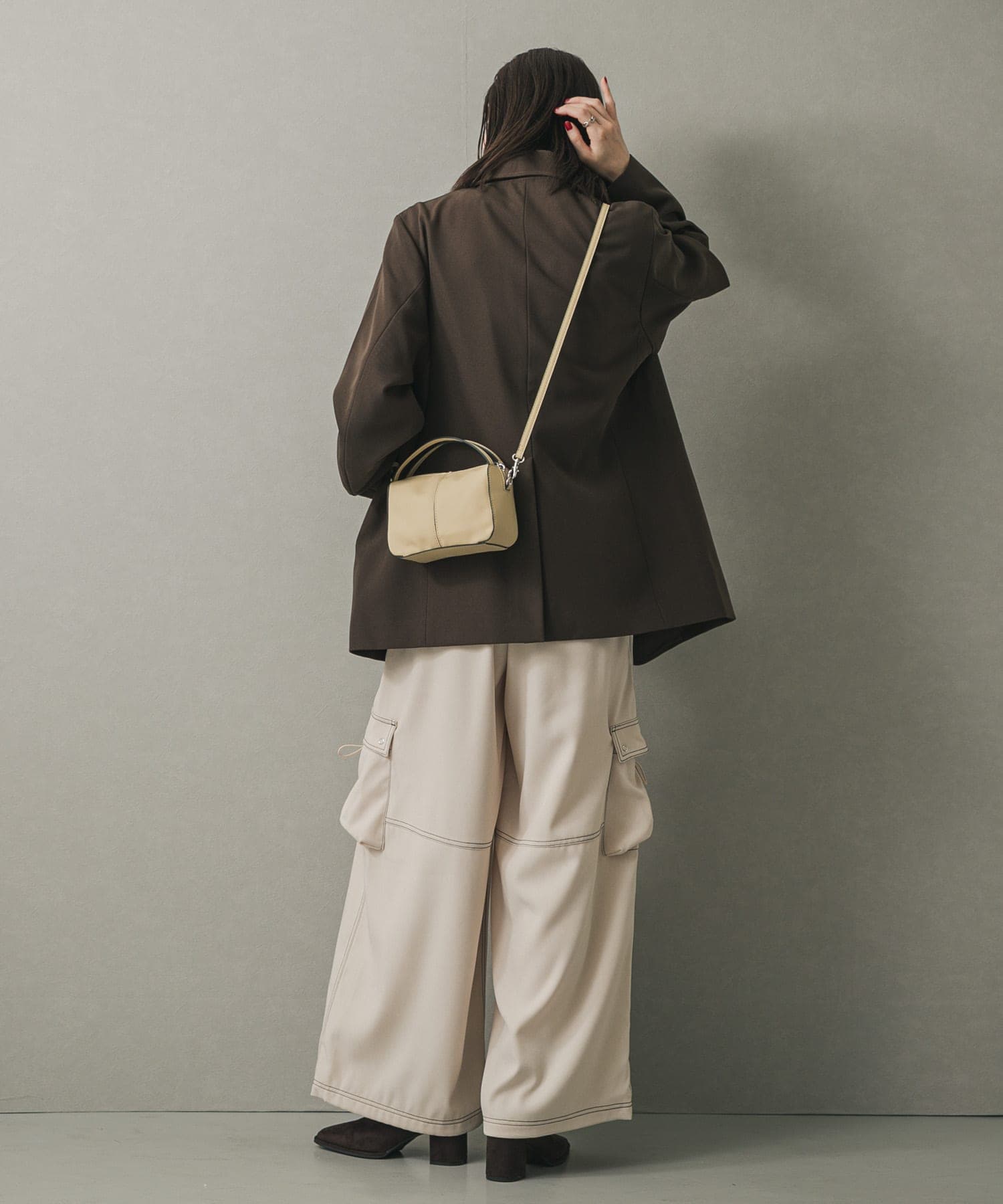 『防汚』2WAYセンターシームプチショルダーバッグ BEIGE one