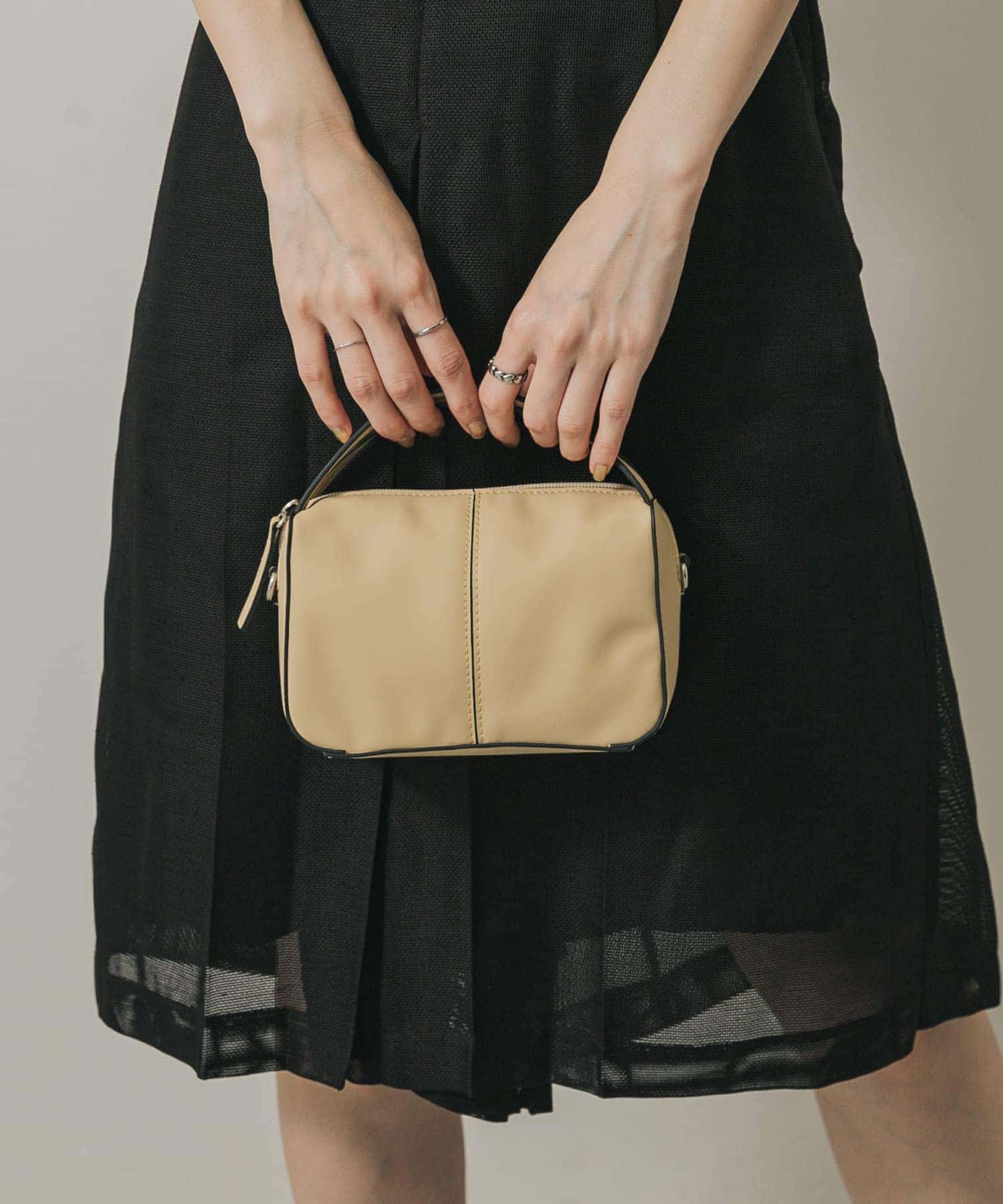 『防汚』2WAYセンターシームプチショルダーバッグ BEIGE one