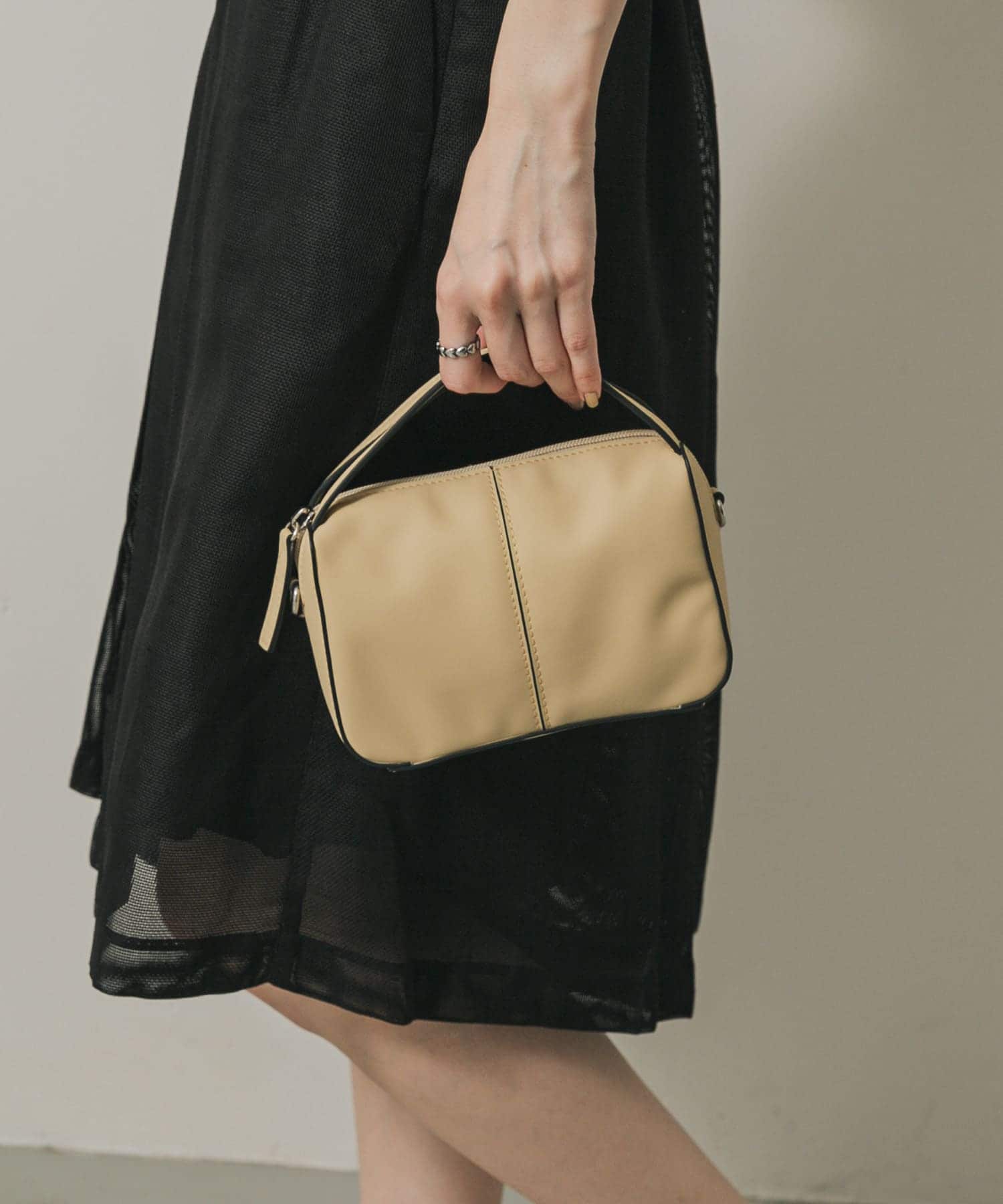 『防汚』2WAYセンターシームプチショルダーバッグ BEIGE one
