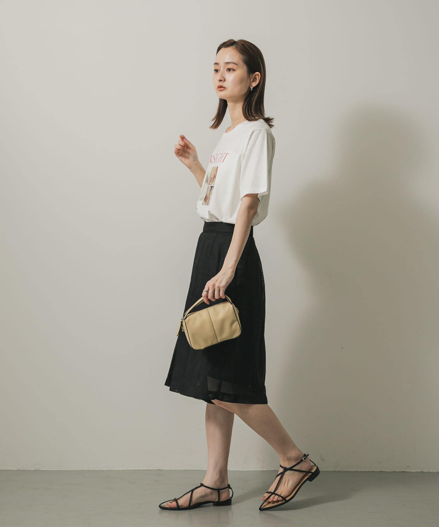 『防汚』2WAYセンターシームプチショルダーバッグ BEIGE one