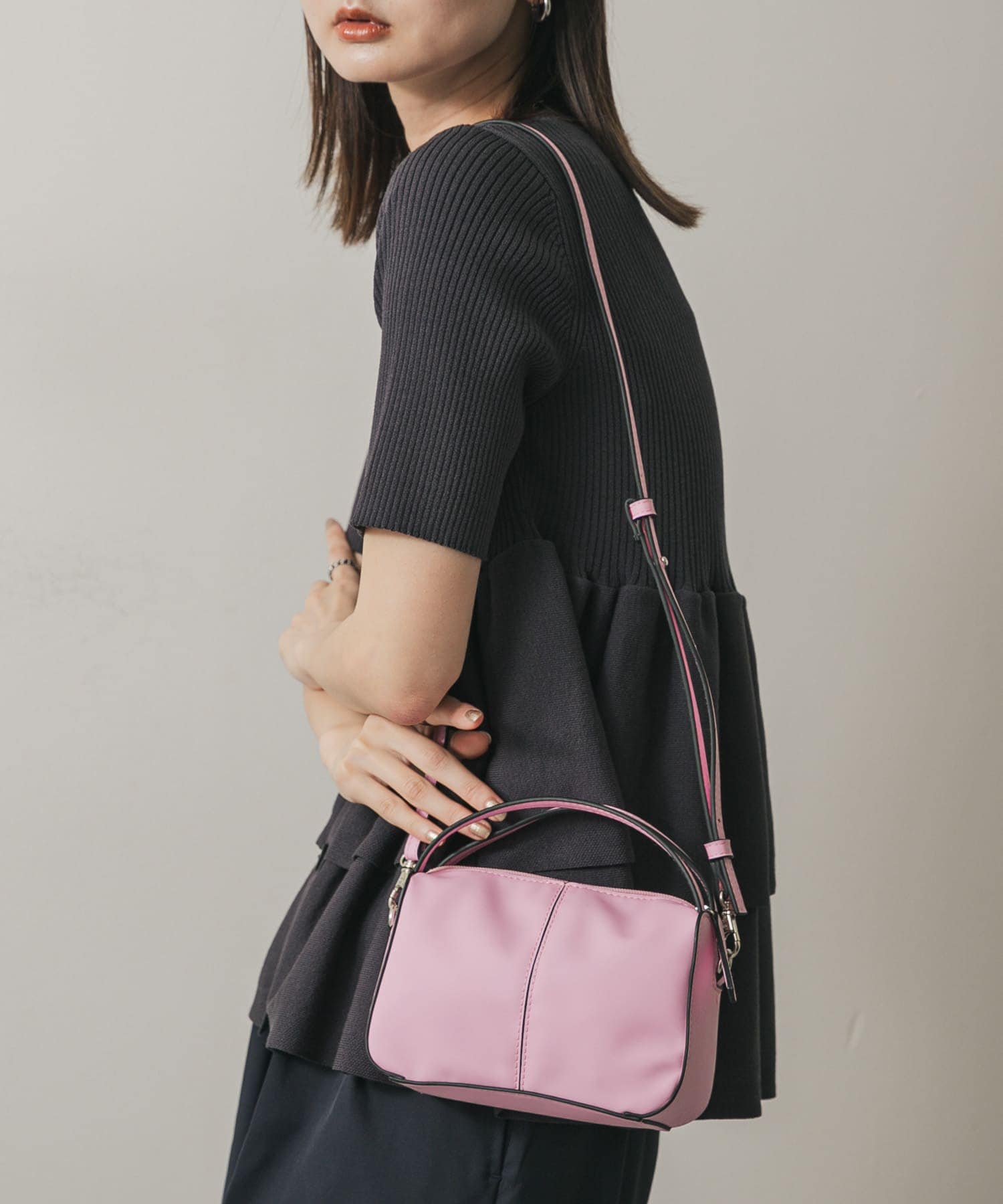 『防汚』2WAYセンターシームプチショルダーバッグ