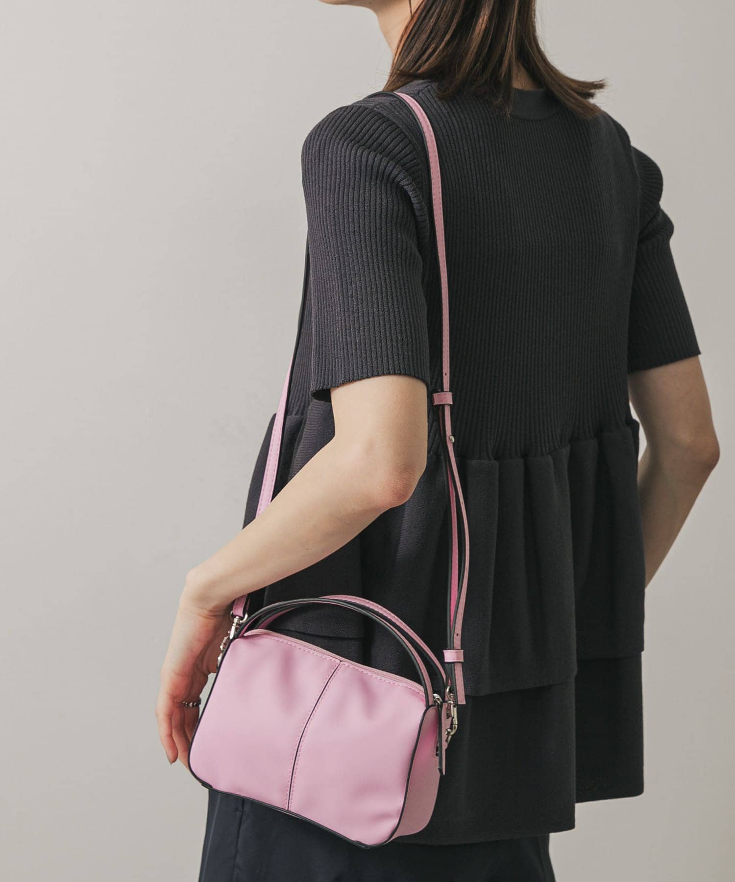 『防汚』2WAYセンターシームプチショルダーバッグ PINK one