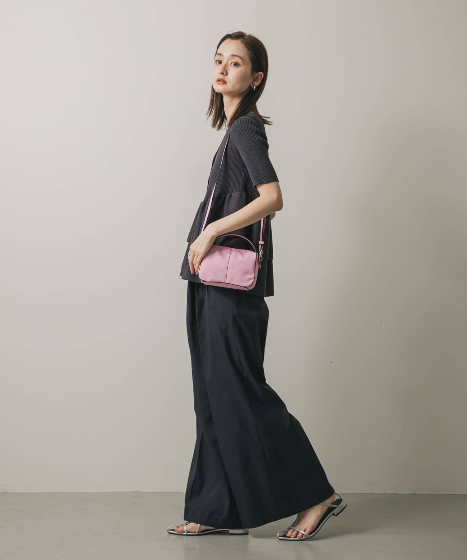 『防汚』2WAYセンターシームプチショルダーバッグ PINK one