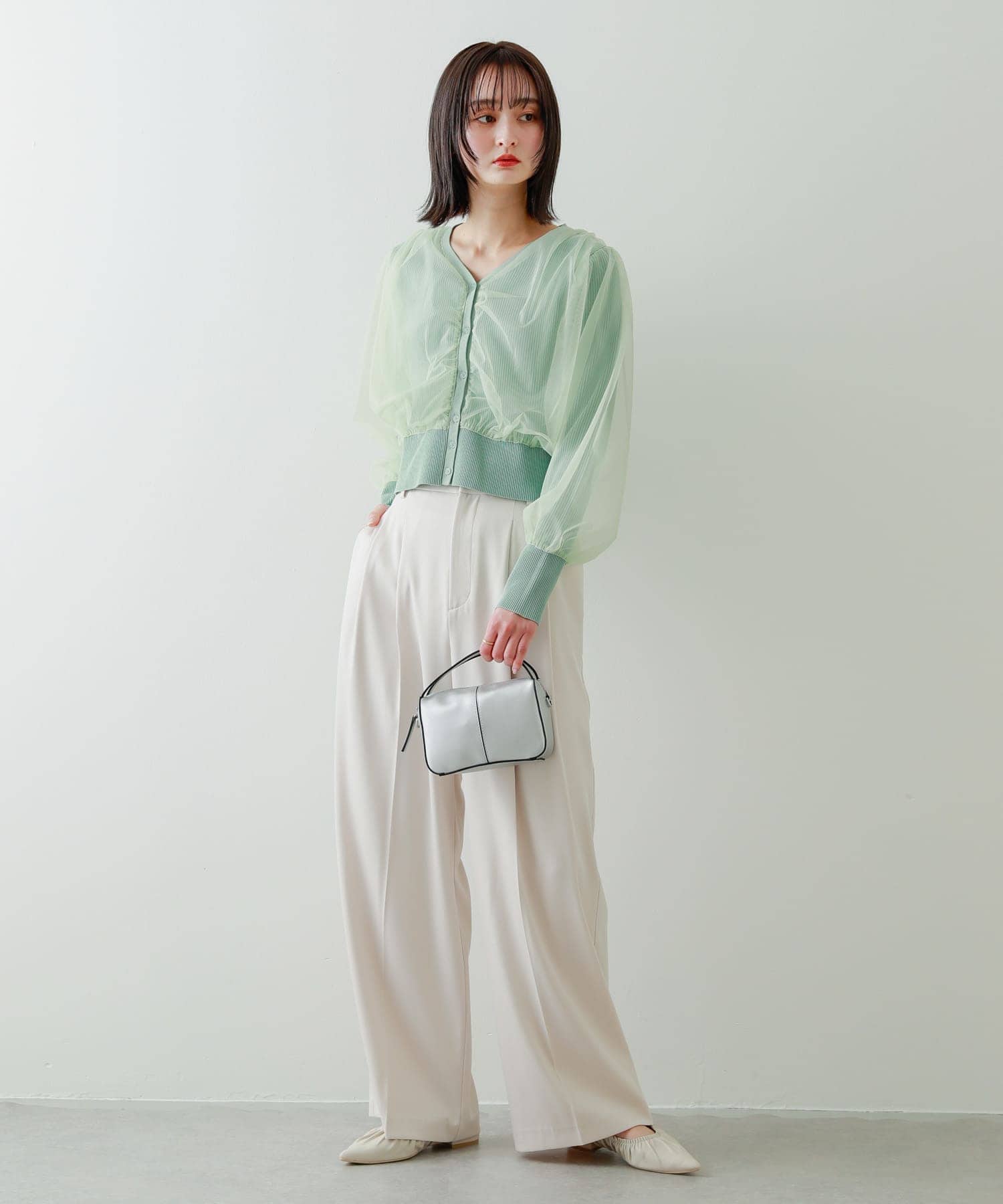 『防汚』2WAYセンターシームプチショルダーバッグ SILVER one