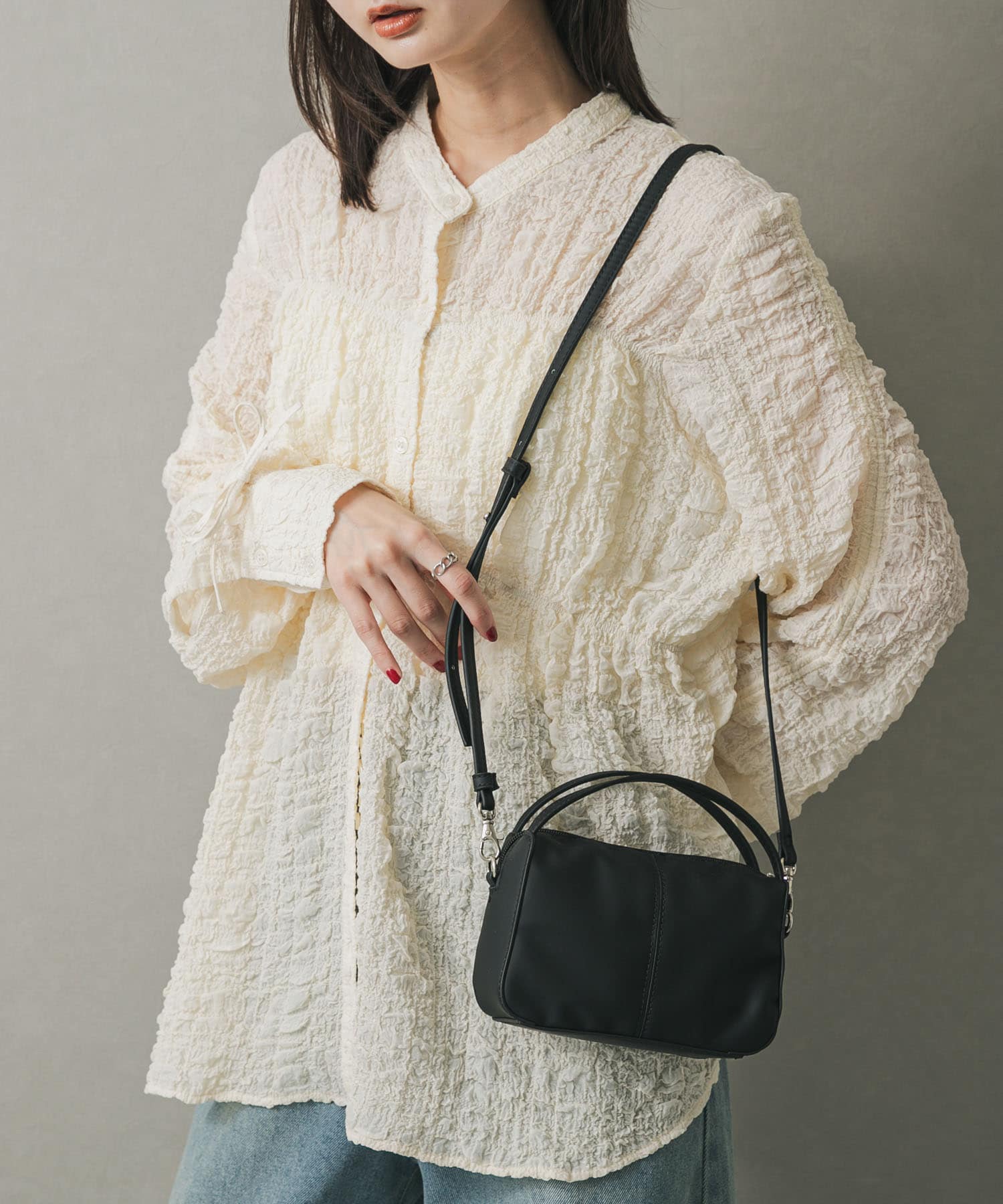 『防汚』2WAYセンターシームプチショルダーバッグ