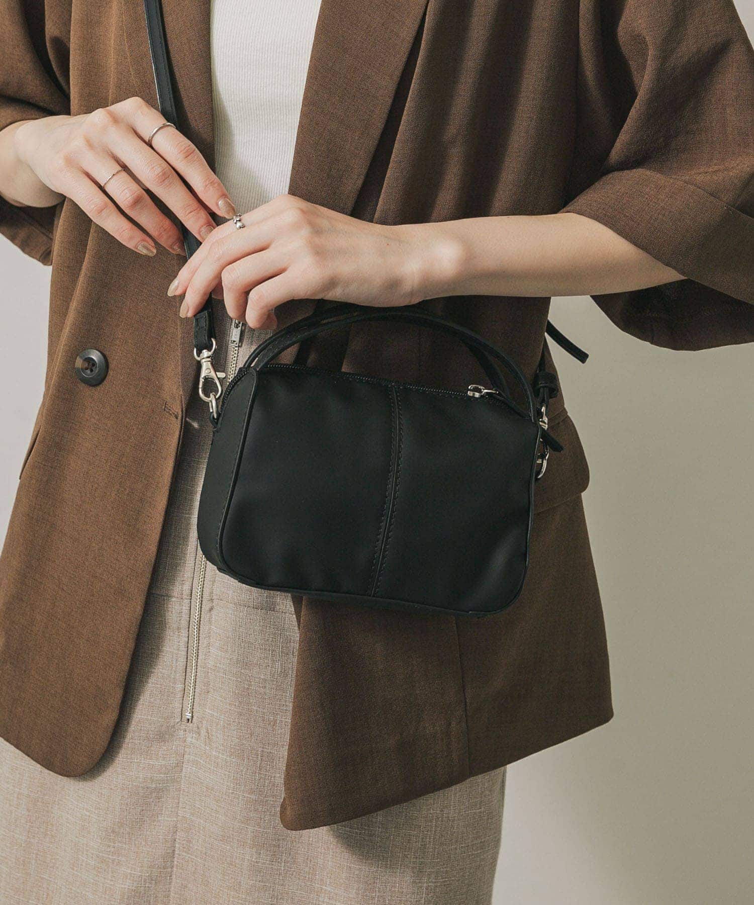 『防汚』2WAYセンターシームプチショルダーバッグ BLACK one