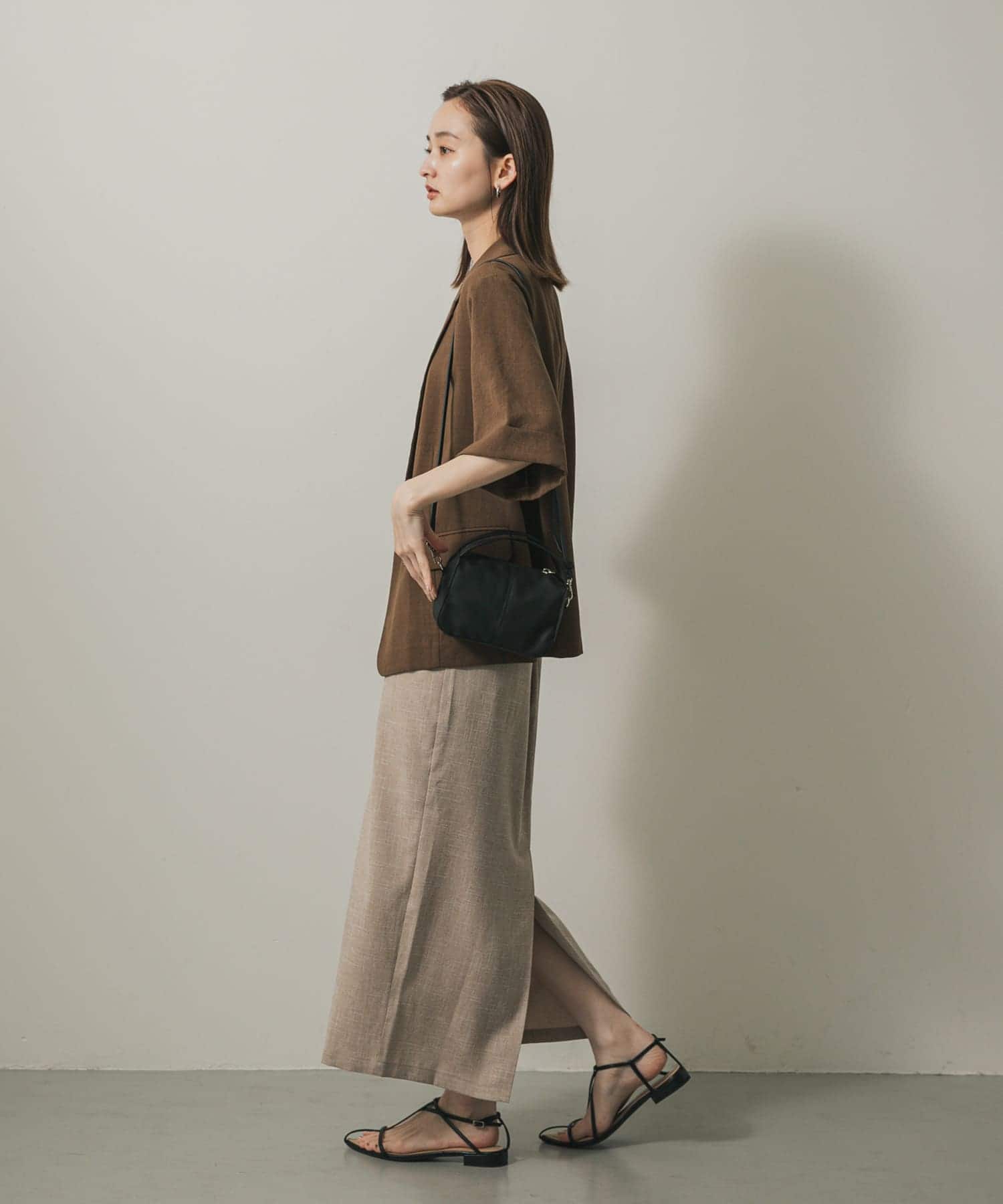 『防汚』2WAYセンターシームプチショルダーバッグ BLACK one