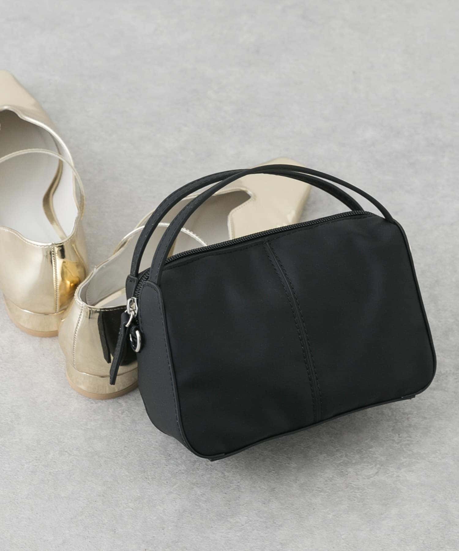 『防汚』2WAYセンターシームプチショルダーバッグ BLACK one