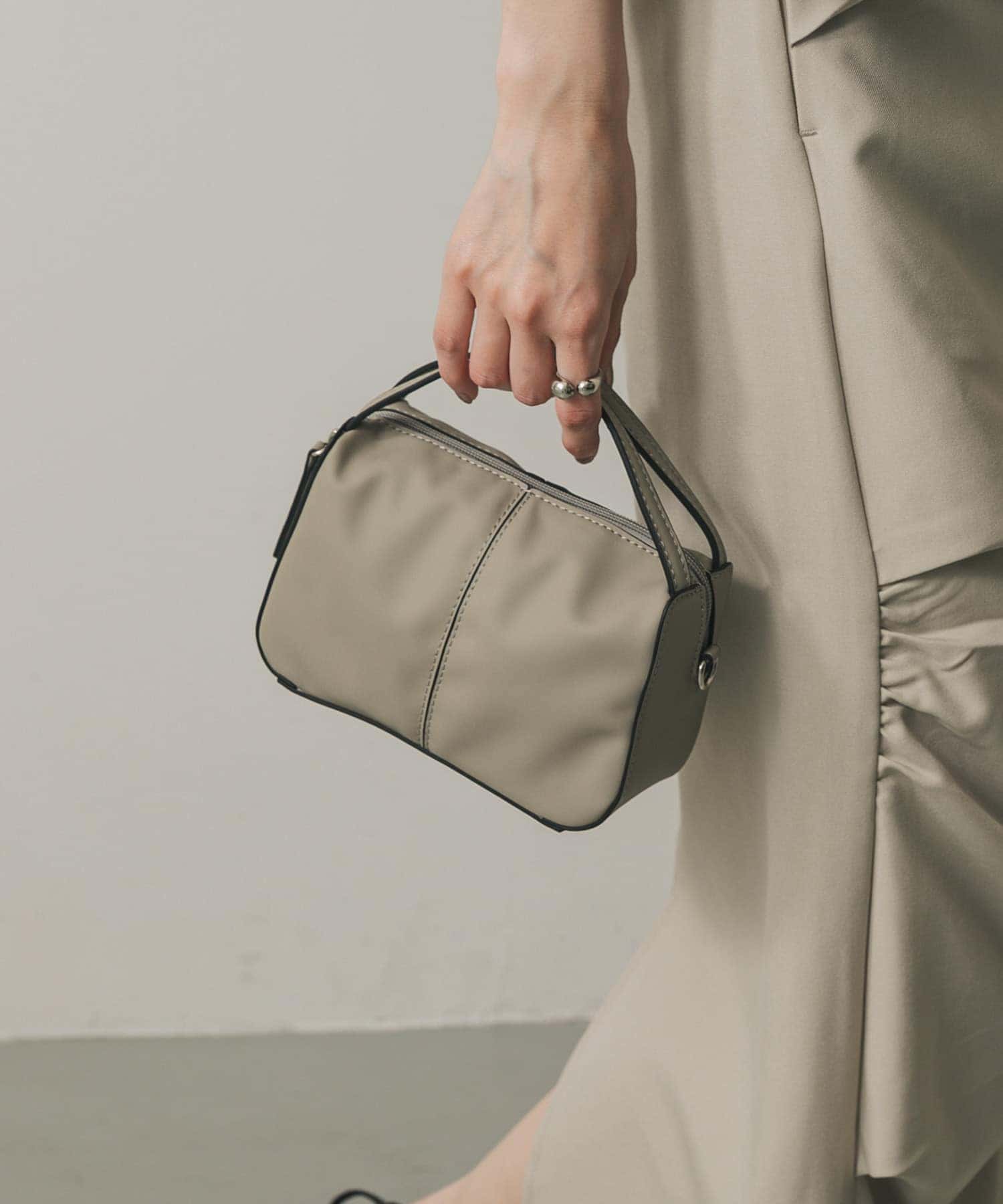 『防汚』2WAYセンターシームプチショルダーバッグ L.GRAY one