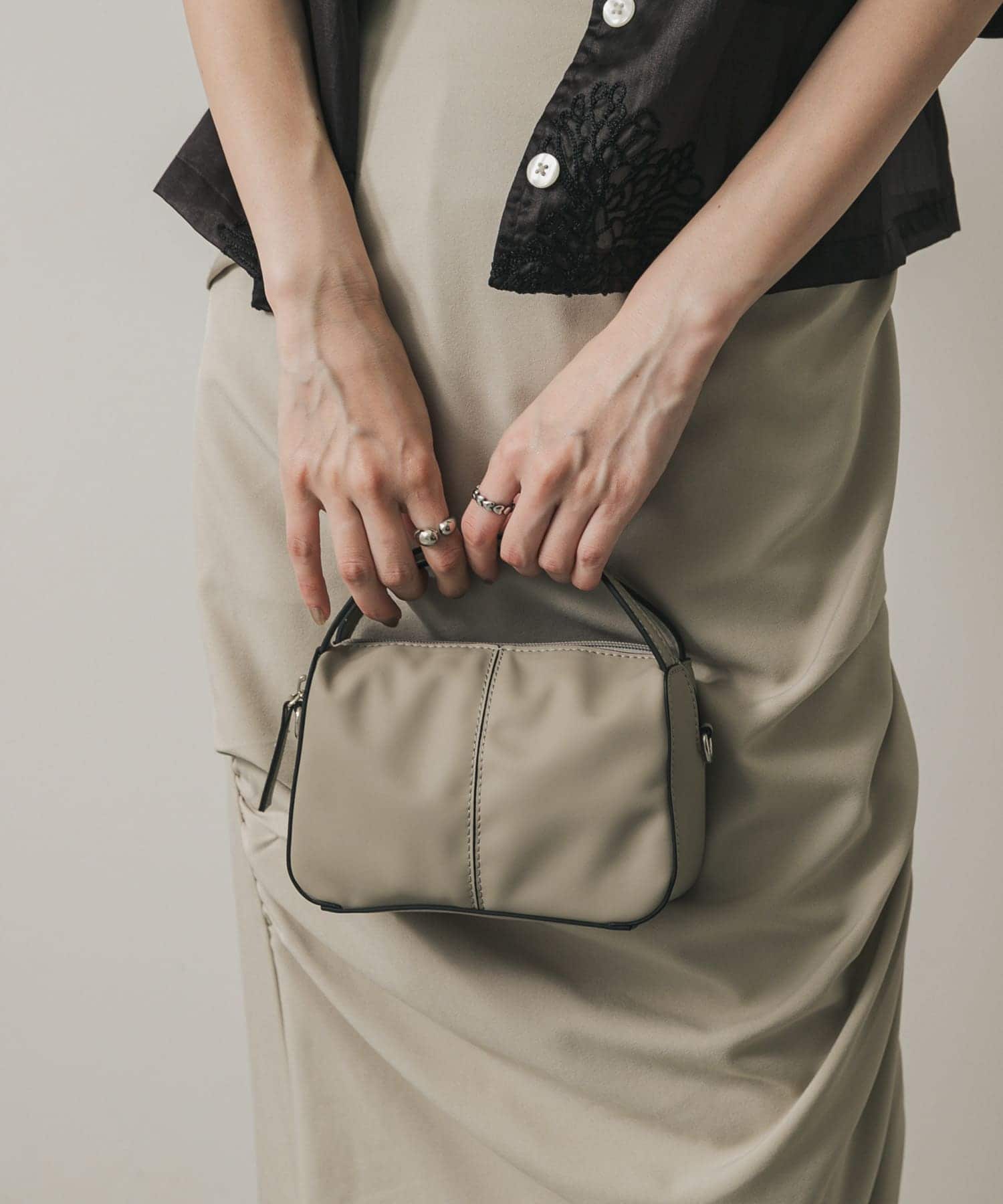 『防汚』2WAYセンターシームプチショルダーバッグ L.GRAY one