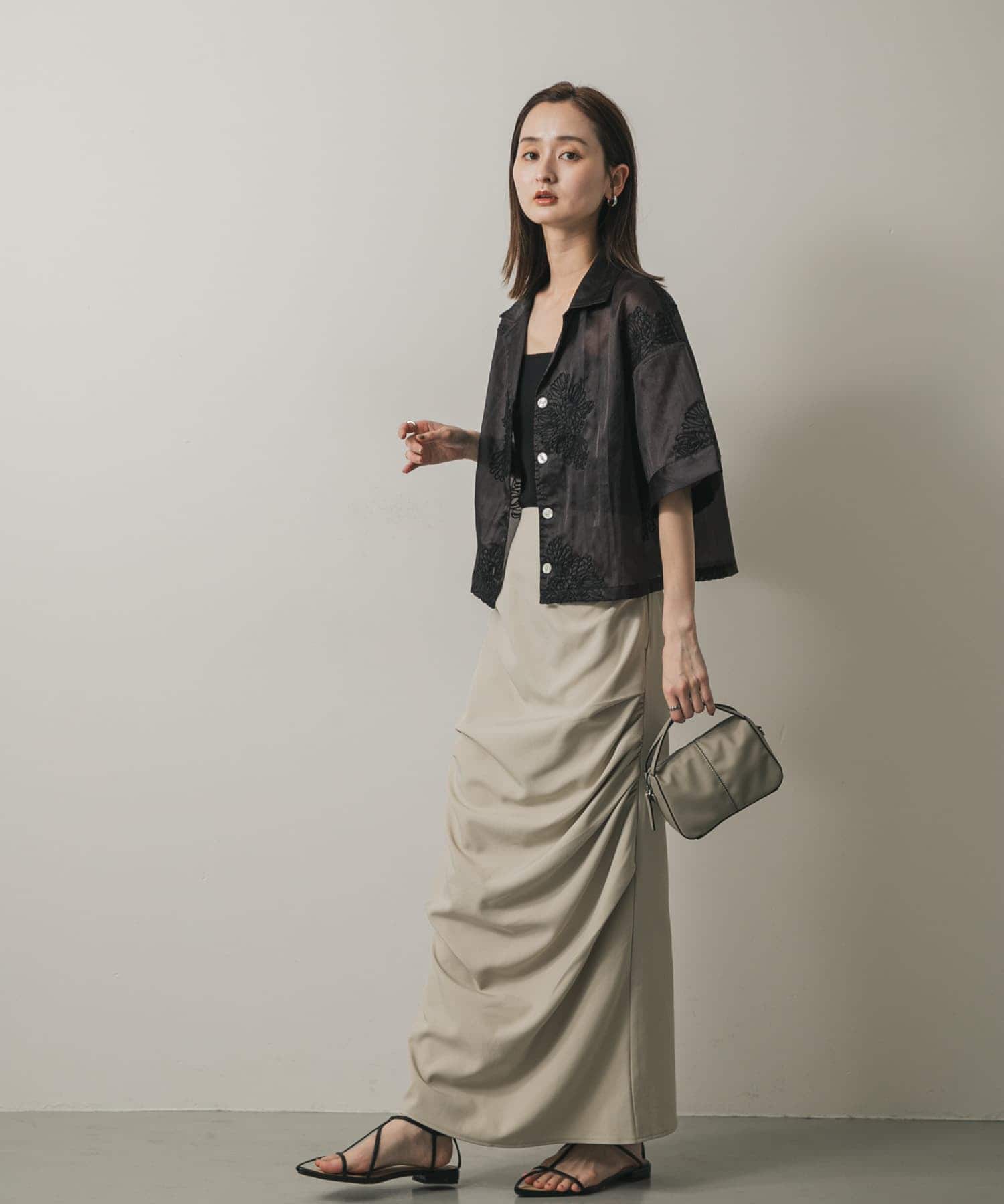 『防汚』2WAYセンターシームプチショルダーバッグ L.GRAY one