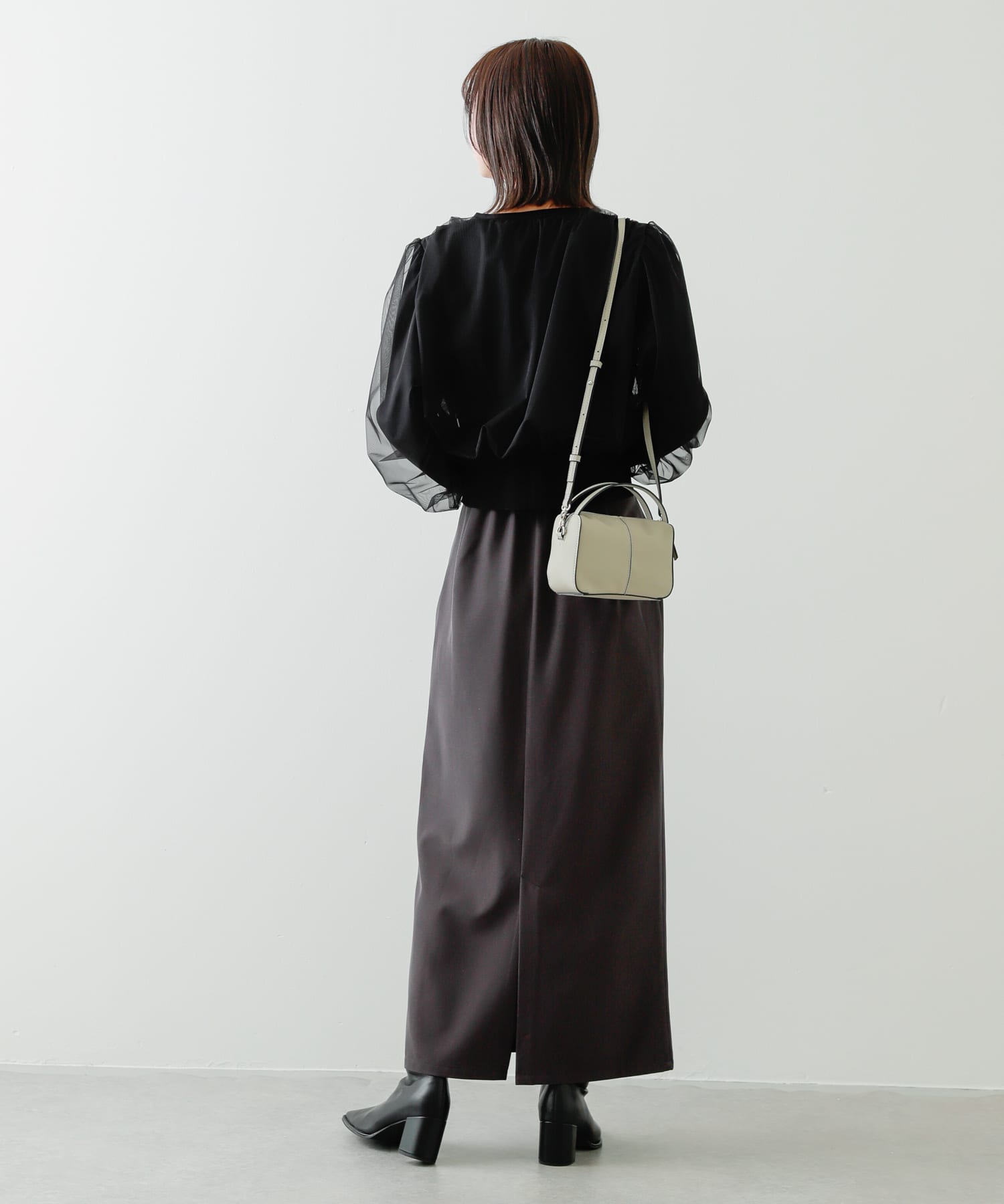 『防汚』2WAYセンターシームプチショルダーバッグ L.GRAY one