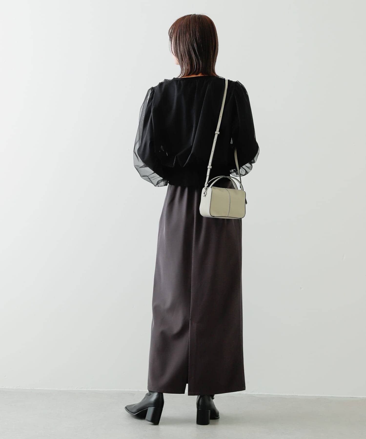 『防汚』2WAYセンターシームプチショルダーバッグ L.GRAY one