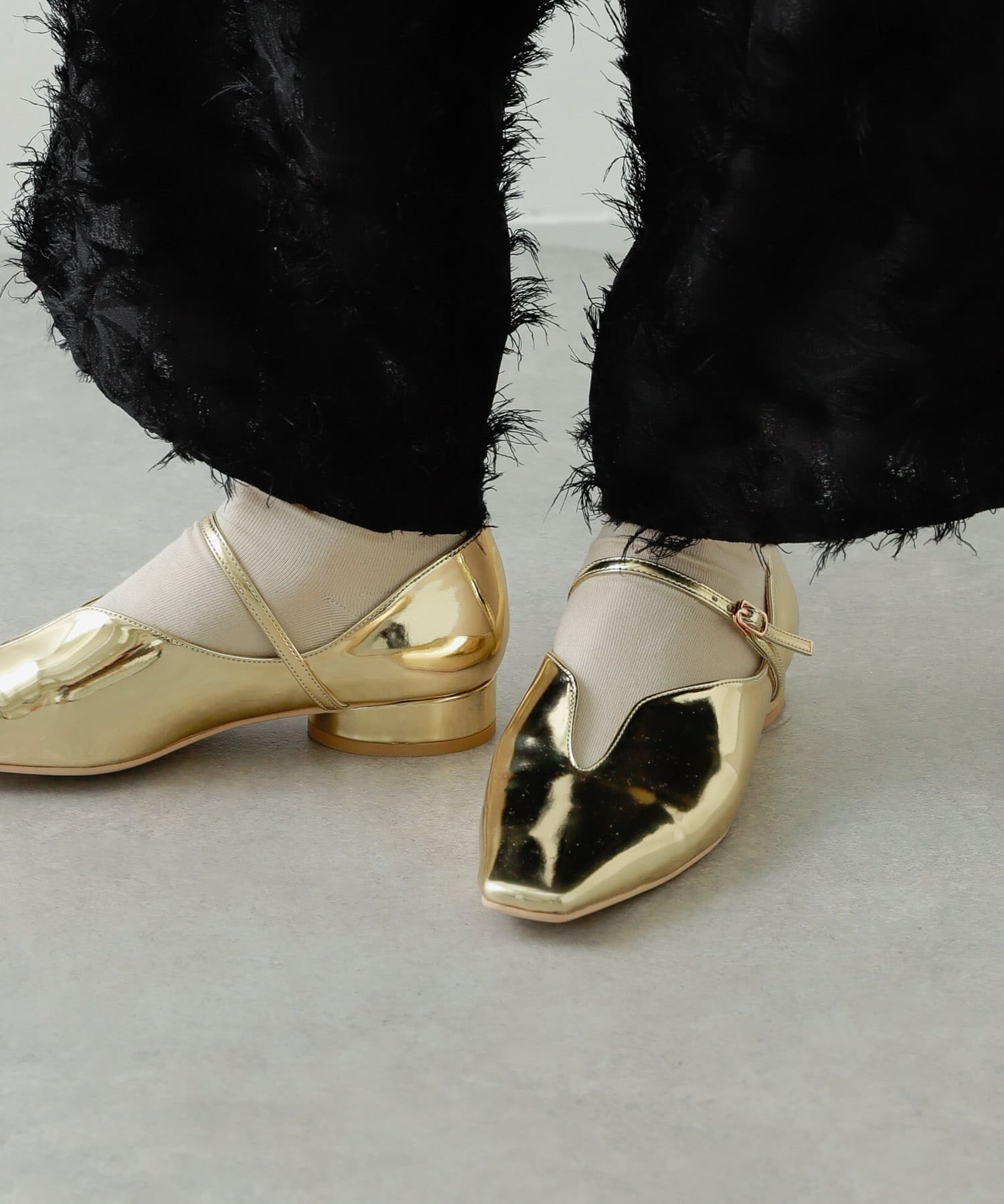 メタリックポインテッドシューズ GOLD S